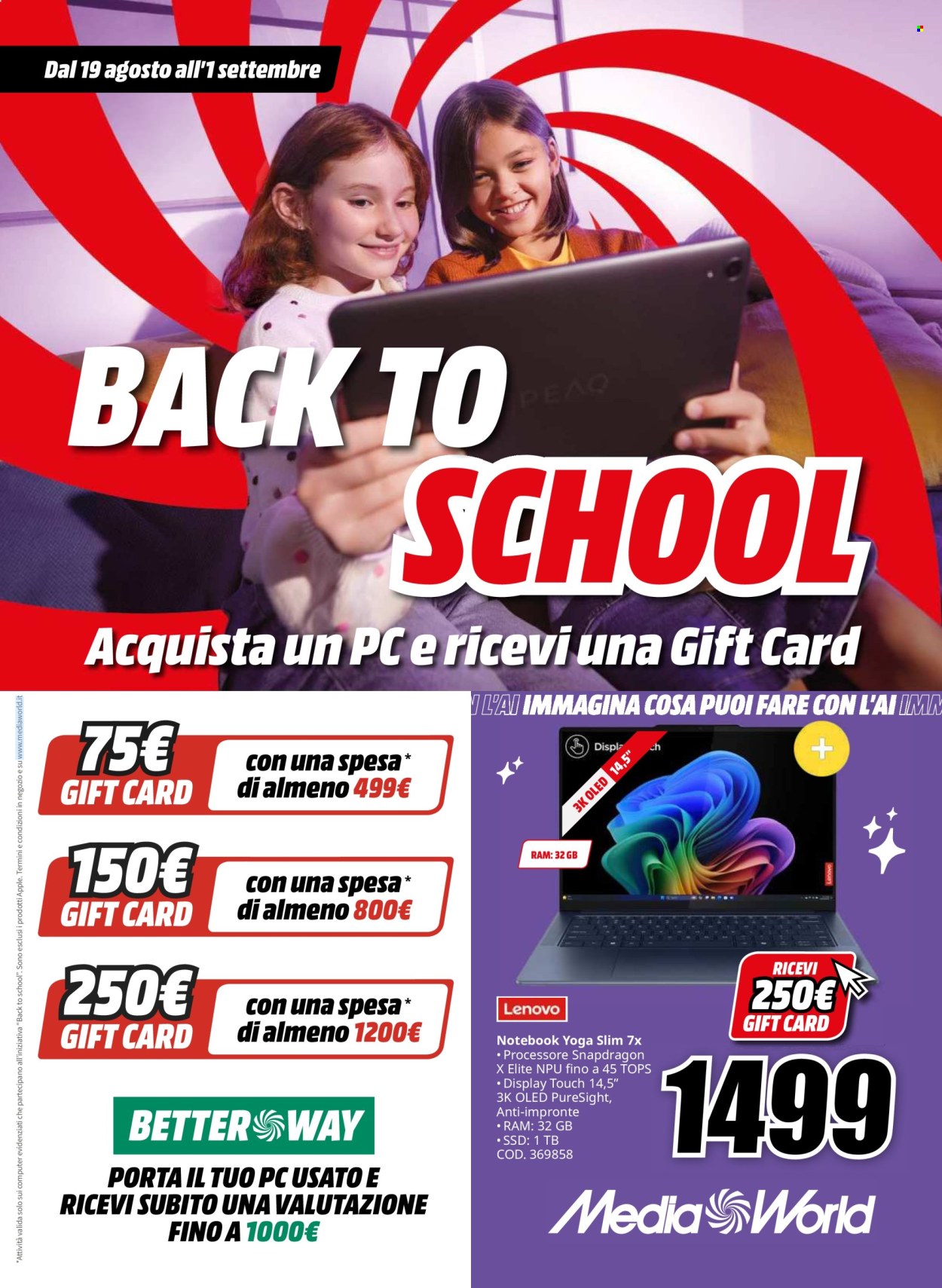 Volantino MediaWorld - 19/8/2024 - 1/9/2024. Pagina 1