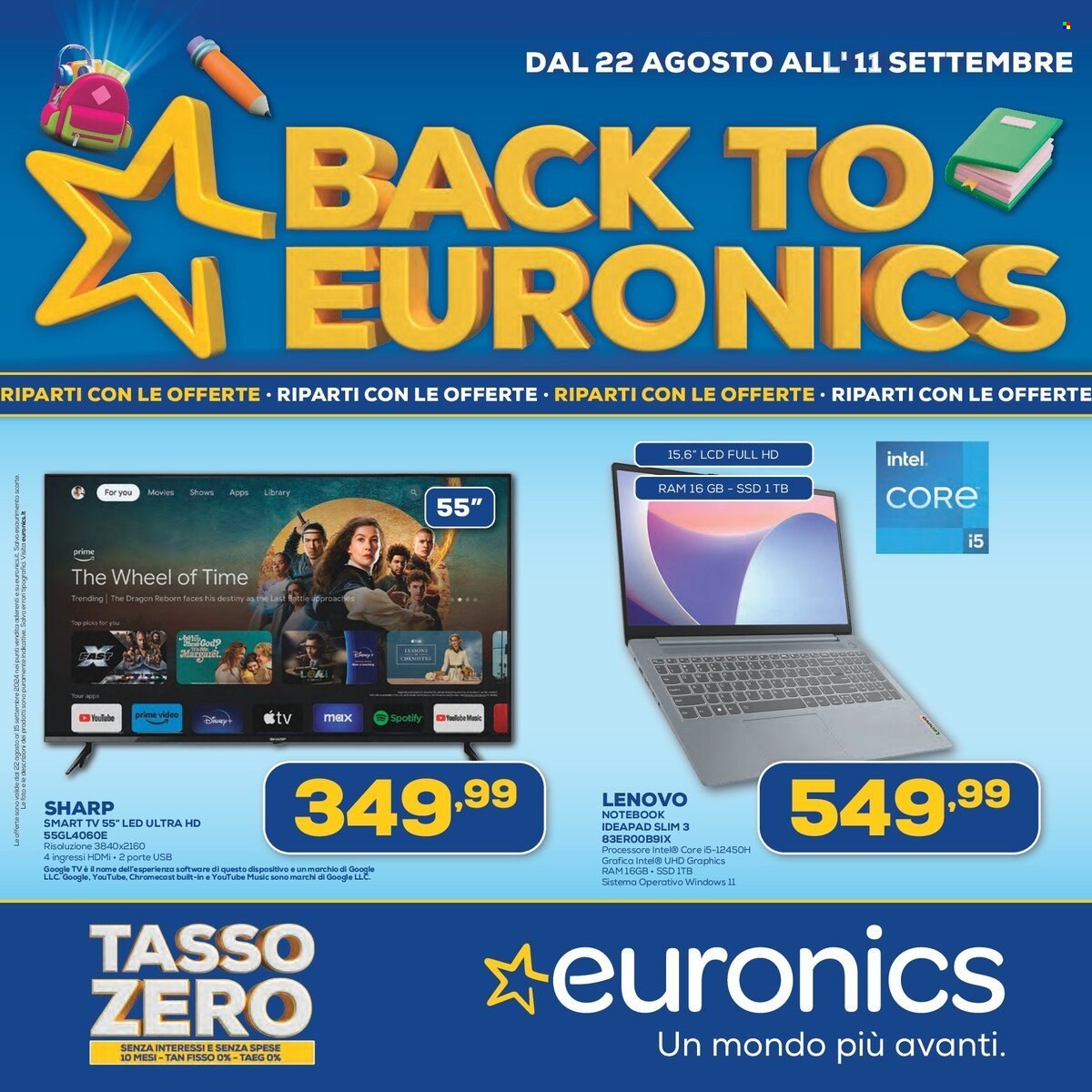Volantino Euronics - 22/8/2024 - 11/9/2024. Pagina 1