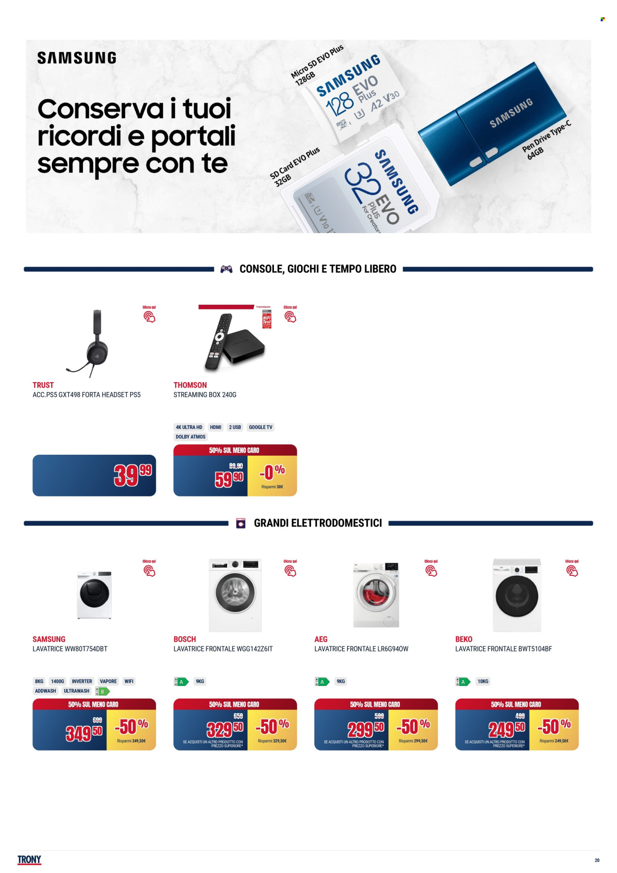 Volantino Trony - 22/8/2024 - 11/9/2024. Pagina 20