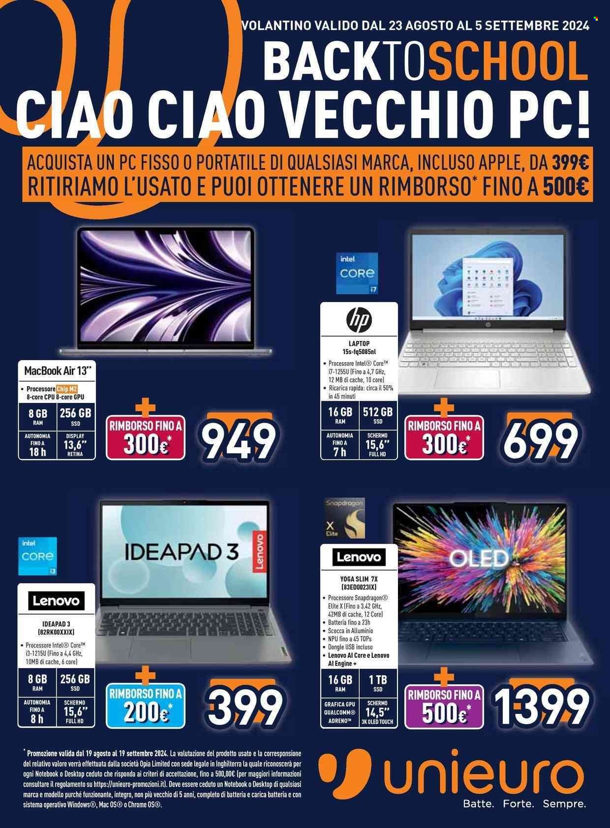 Volantino Unieuro - 23/8/2024 - 5/9/2024. Pagina 1