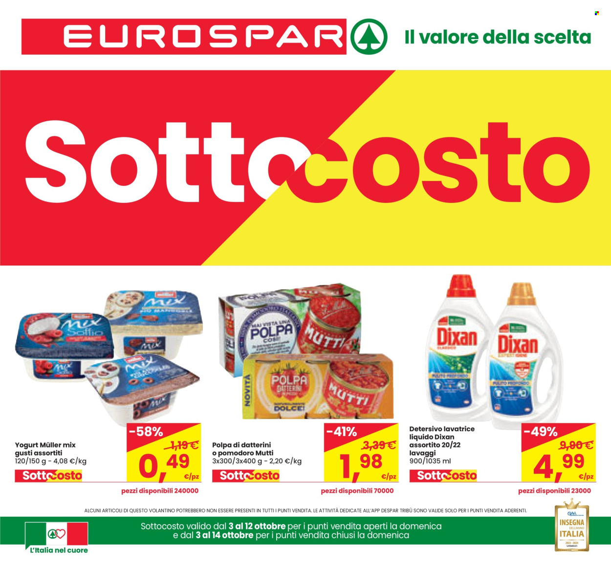 Volantino Eurospar - 3/10/2024 - 16/10/2024. Pagina 1