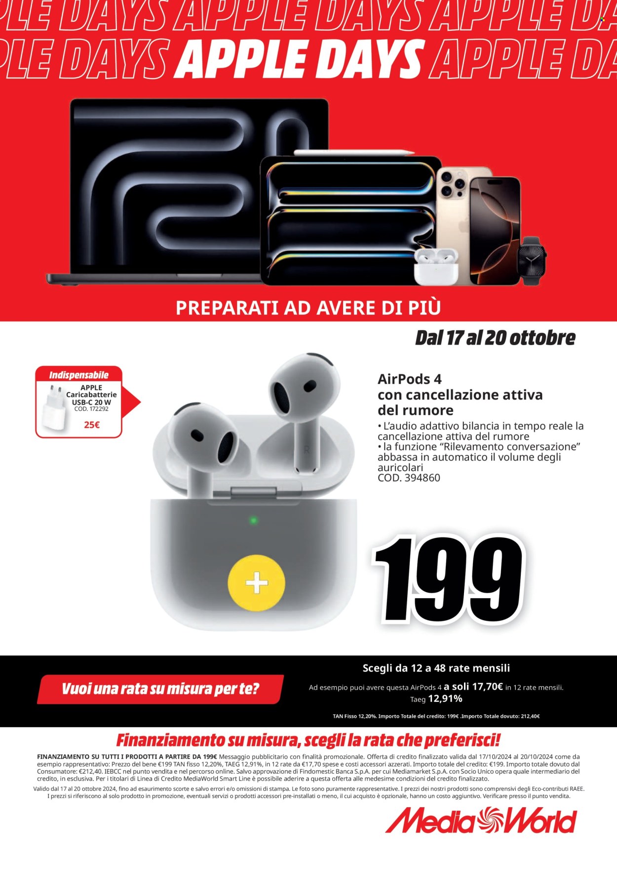 Volantino MediaWorld - 17/10/2024 - 20/10/2024. Pagina 1