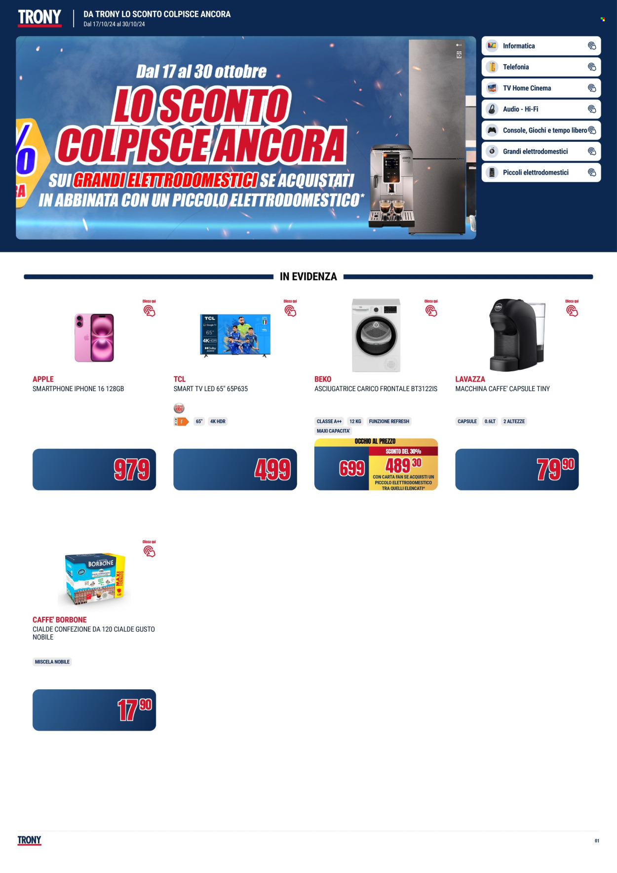 Volantino Trony - 17/10/2024 - 30/10/2024. Pagina 1