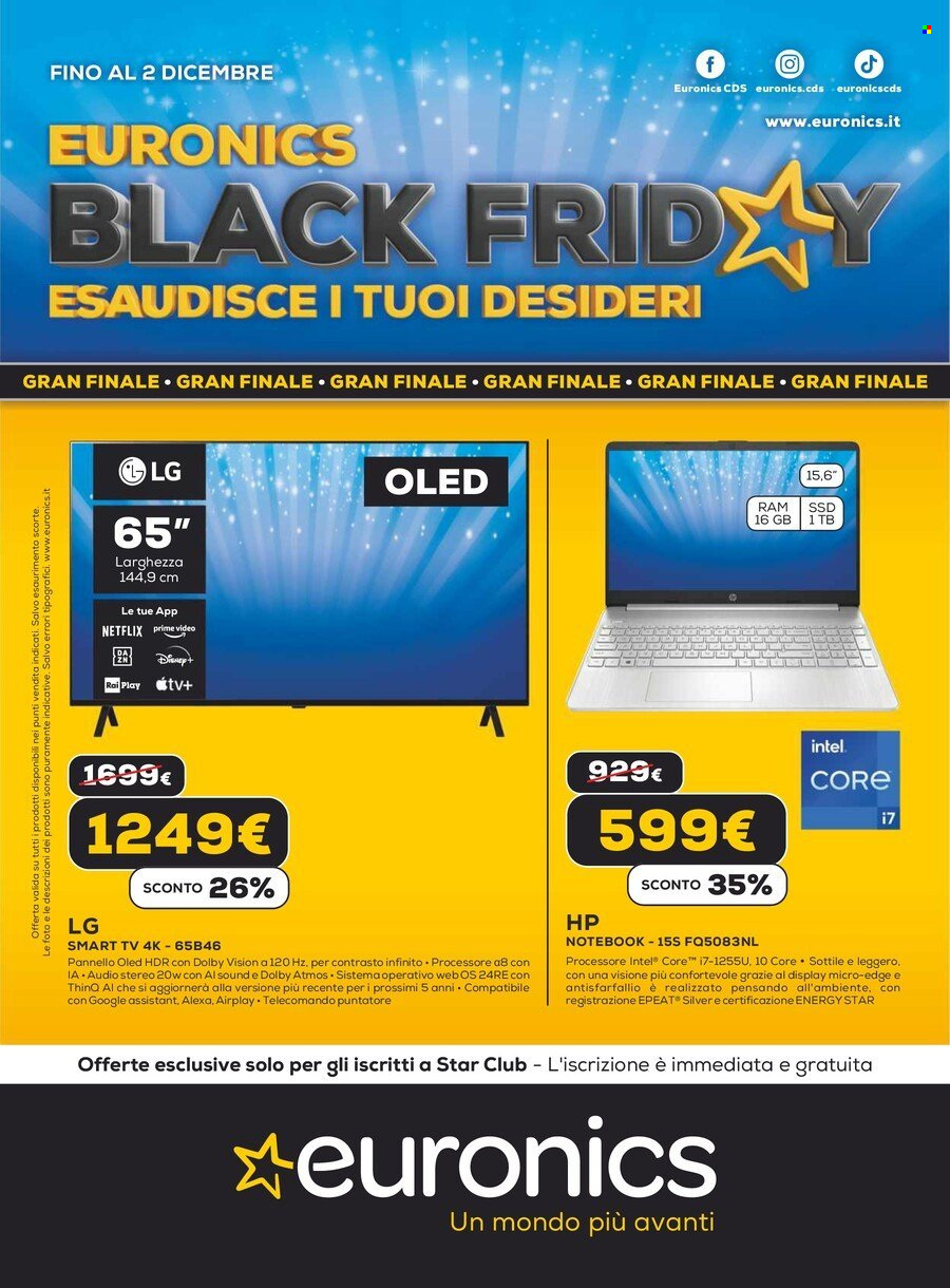 Volantino Euronics - 27/11/2024 - 2/12/2024. Pagina 1