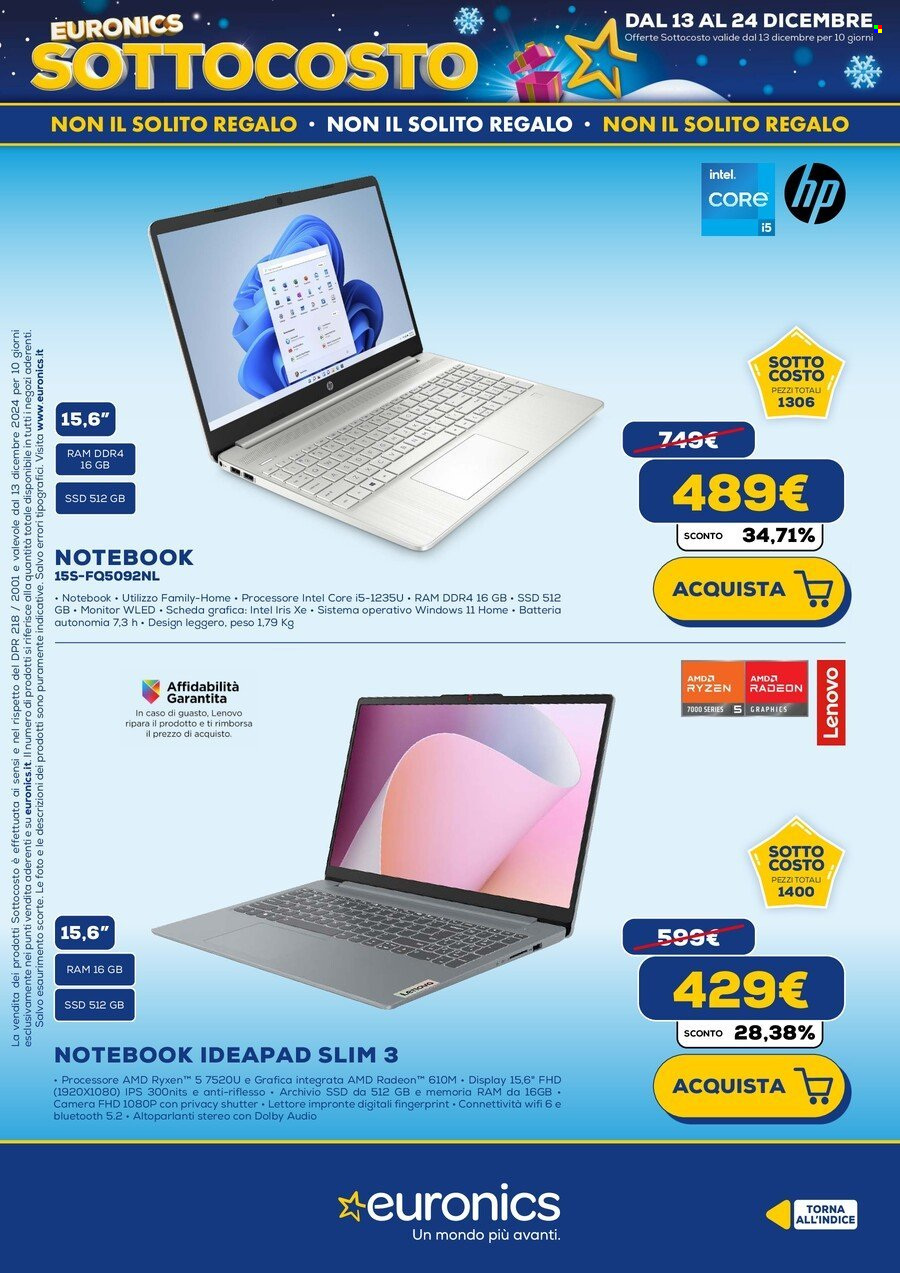 Volantino Euronics - 13/12/2024 - 22/12/2024. Pagina 9
