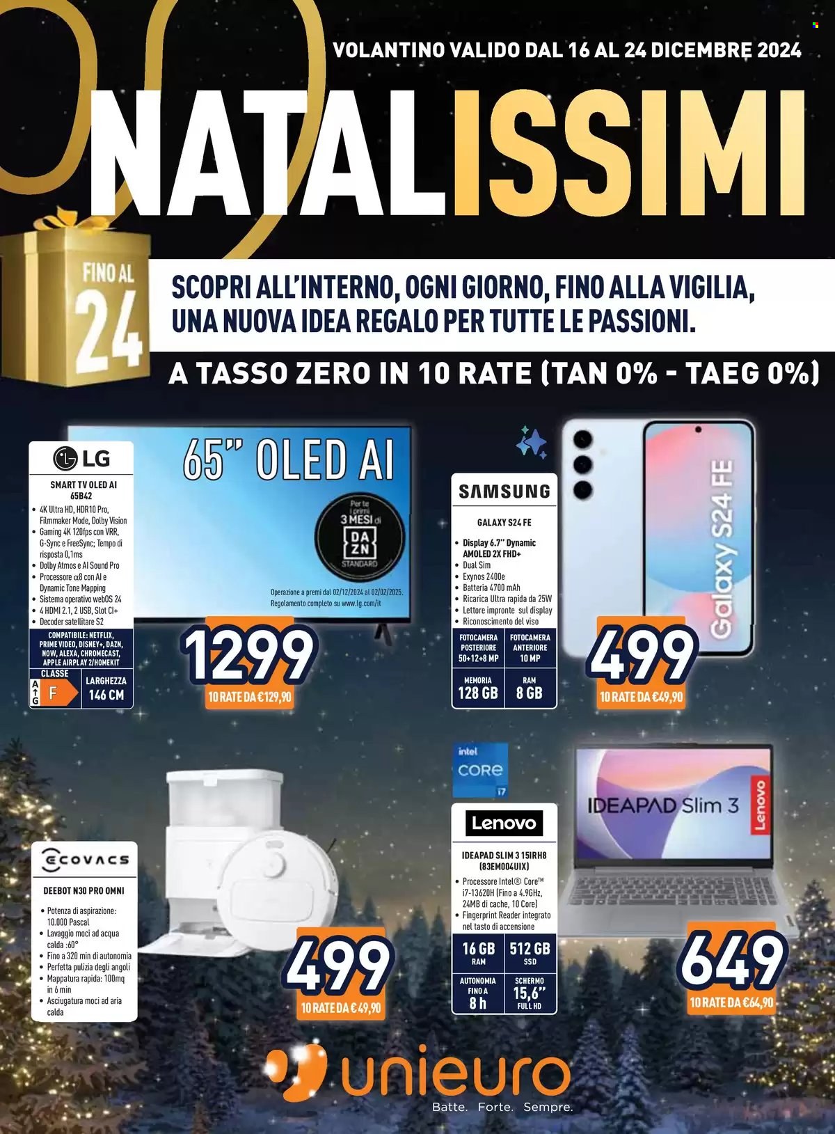 Volantino Unieuro - 16/12/2024 - 24/12/2024. Pagina 1