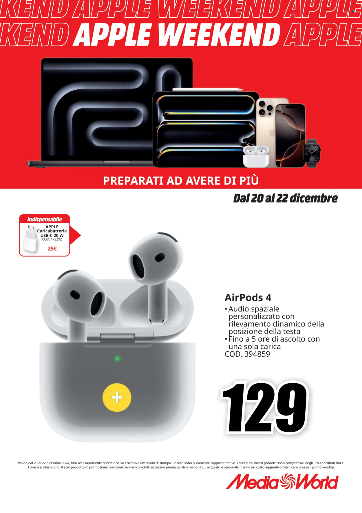 Volantino MediaWorld - 20/12/2024 - 22/12/2024. Pagina 1