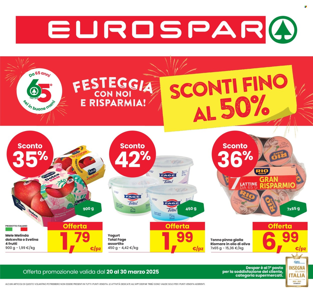 Volantino Eurospar - 20/3/2025 - 30/3/2025. Pagina 1