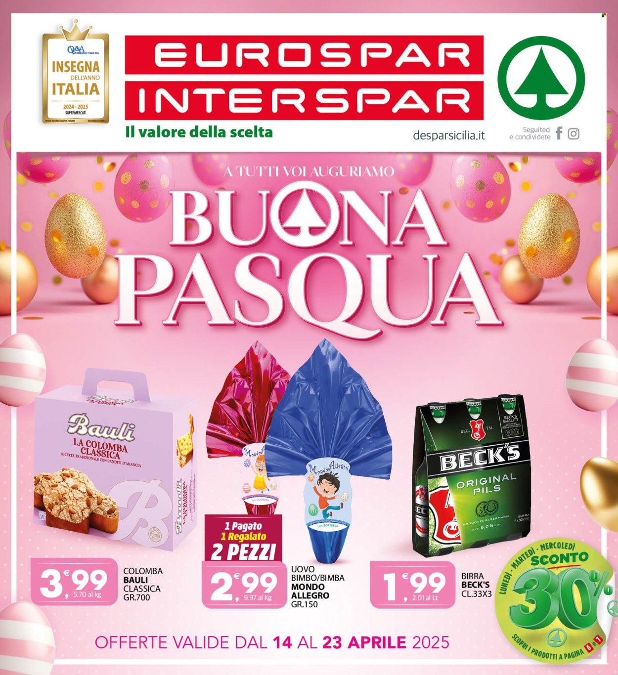 Volantino Eurospar - 14/4/2025 - 23/4/2025. Pagina 1