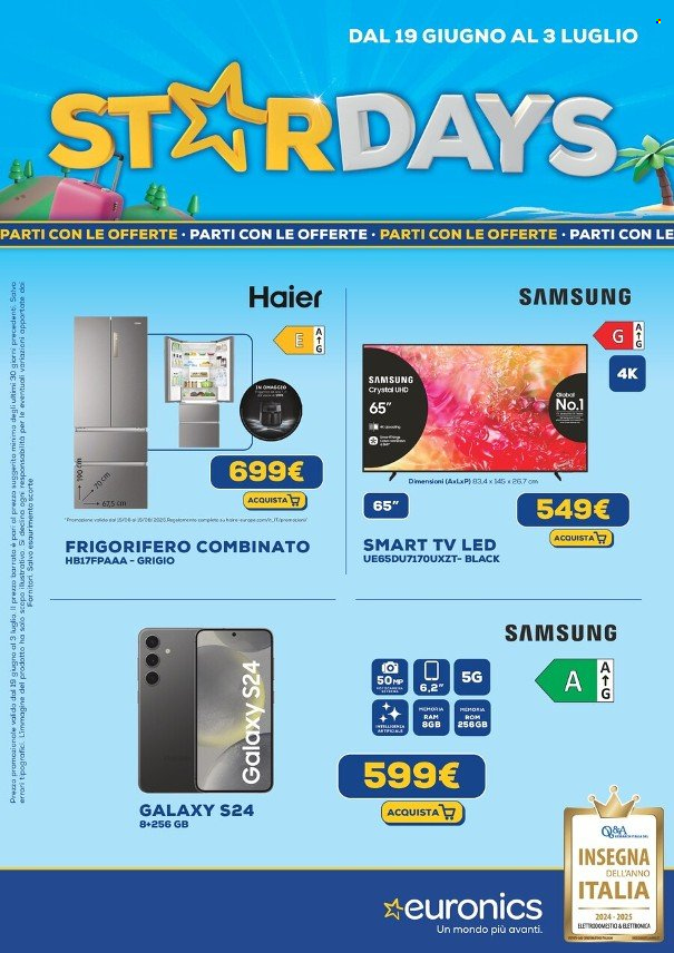 Volantino Euronics - 19/6/2025 - 3/7/2025. Pagina 1