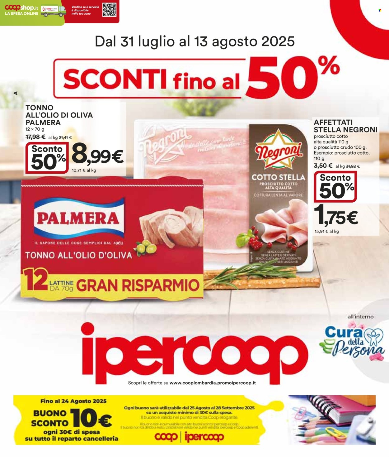 Volantino Coop - 31/7/2025 - 13/8/2025. Pagina 1