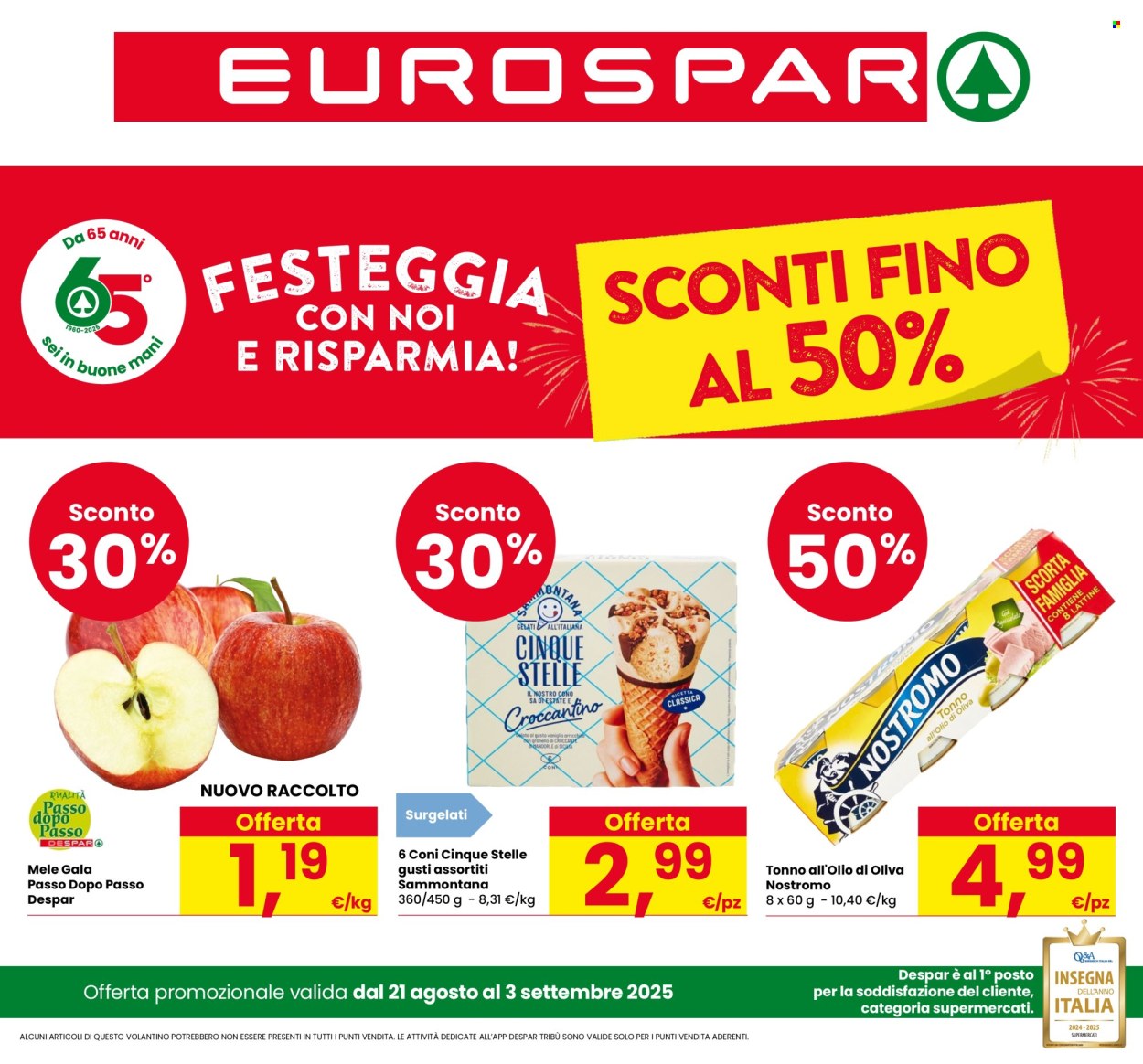 Volantino Eurospar - 21/8/2025 - 3/9/2025. Pagina 1