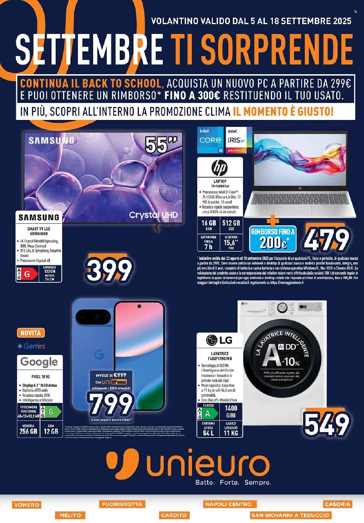 Volantino Unieuro - 5/9/2025 - 18/9/2025. Pagina 1