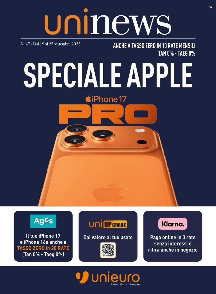 Volantino Unieuro - 19/9/2025 - 25/9/2025. Pagina 1
