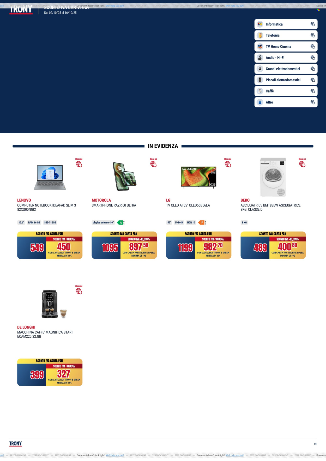 Volantino Trony - 2/10/2025 - 16/10/2025. Pagina 1