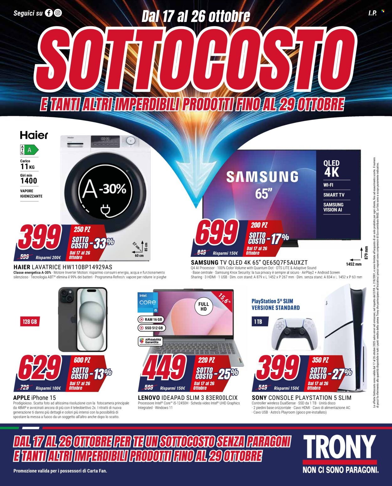 Volantino Trony - 17/10/2025 - 29/10/2025. Pagina 1