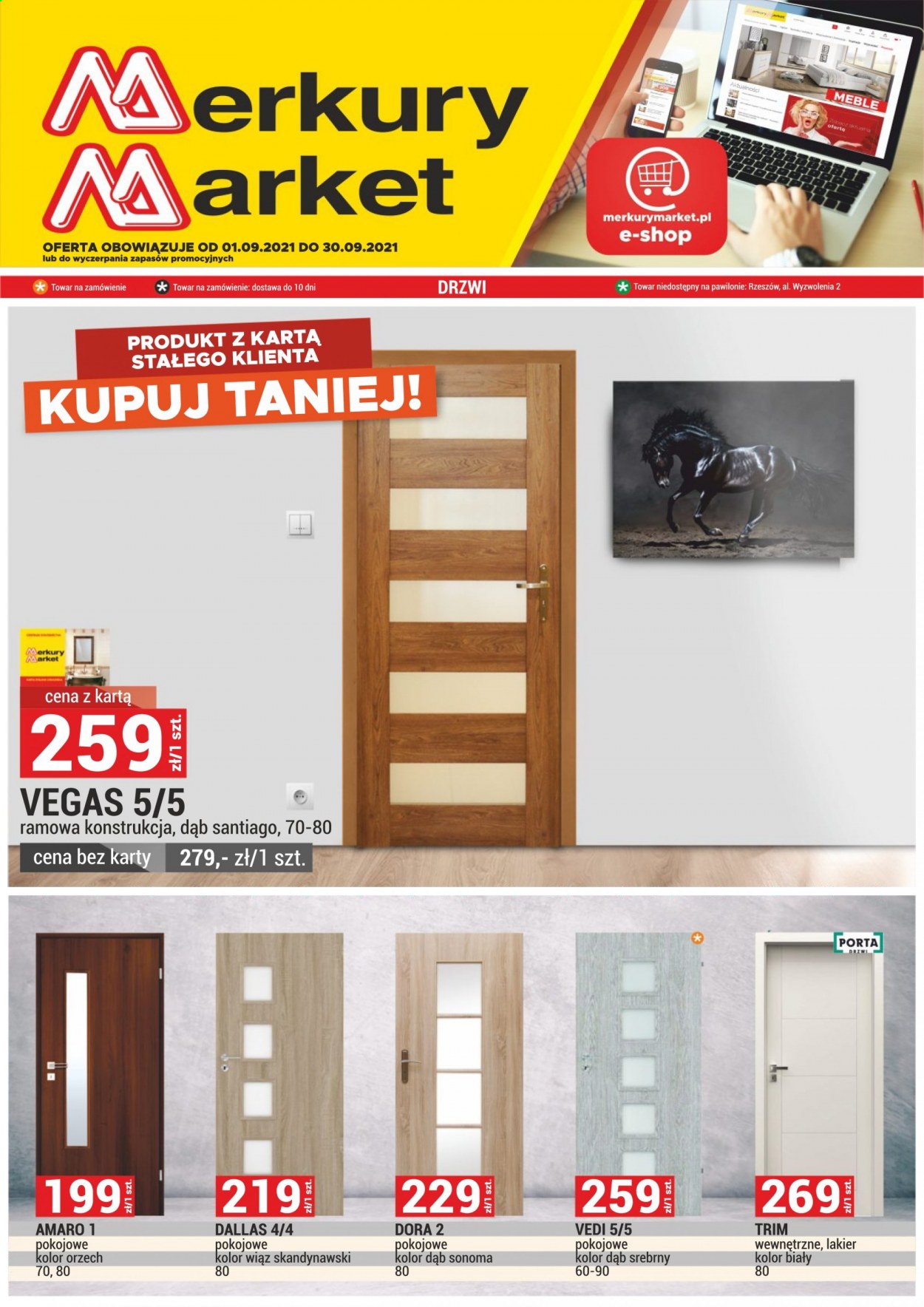 Gazetka Merkury Market - 1.09.2021 - 30.09.2021 - Produkty w akcji - lakier, drzwi. Strona 1.