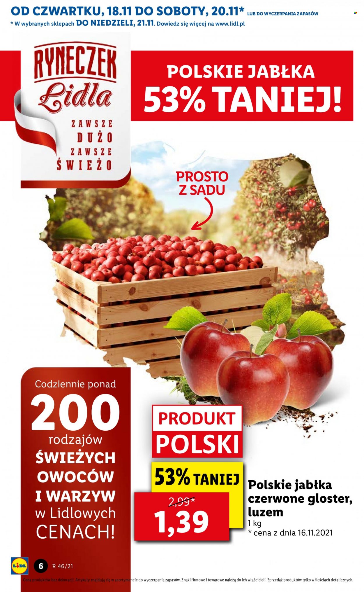 Gazetka Lidl - 18.11.2021 - 21.11.2021 - Produkty w akcji - jabłka. Strona 6.