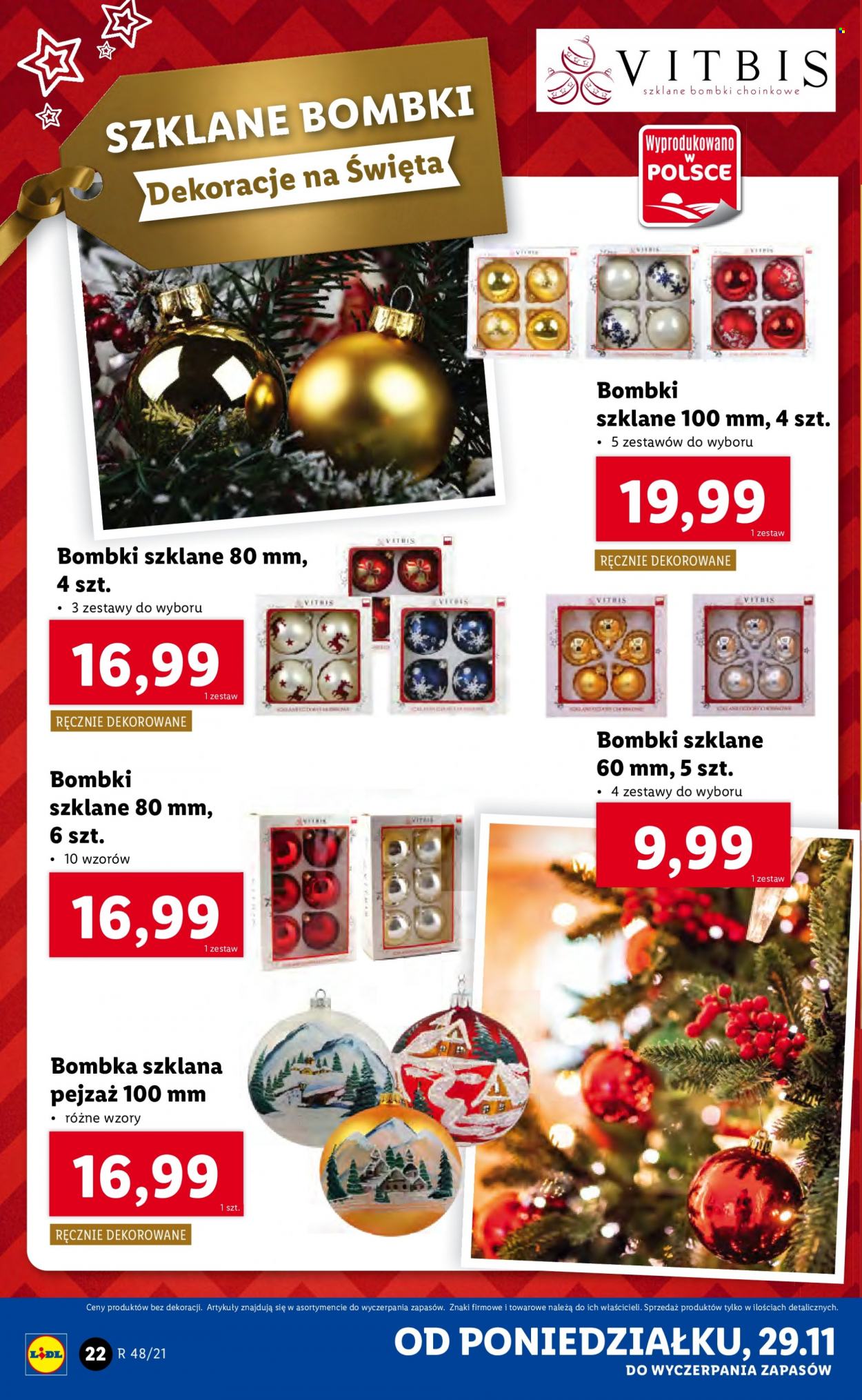 Gazetka Lidl - 29.11.2021 - 5.12.2021 - Produkty w akcji - bombki, dekoracja świąteczna. Strona 22.