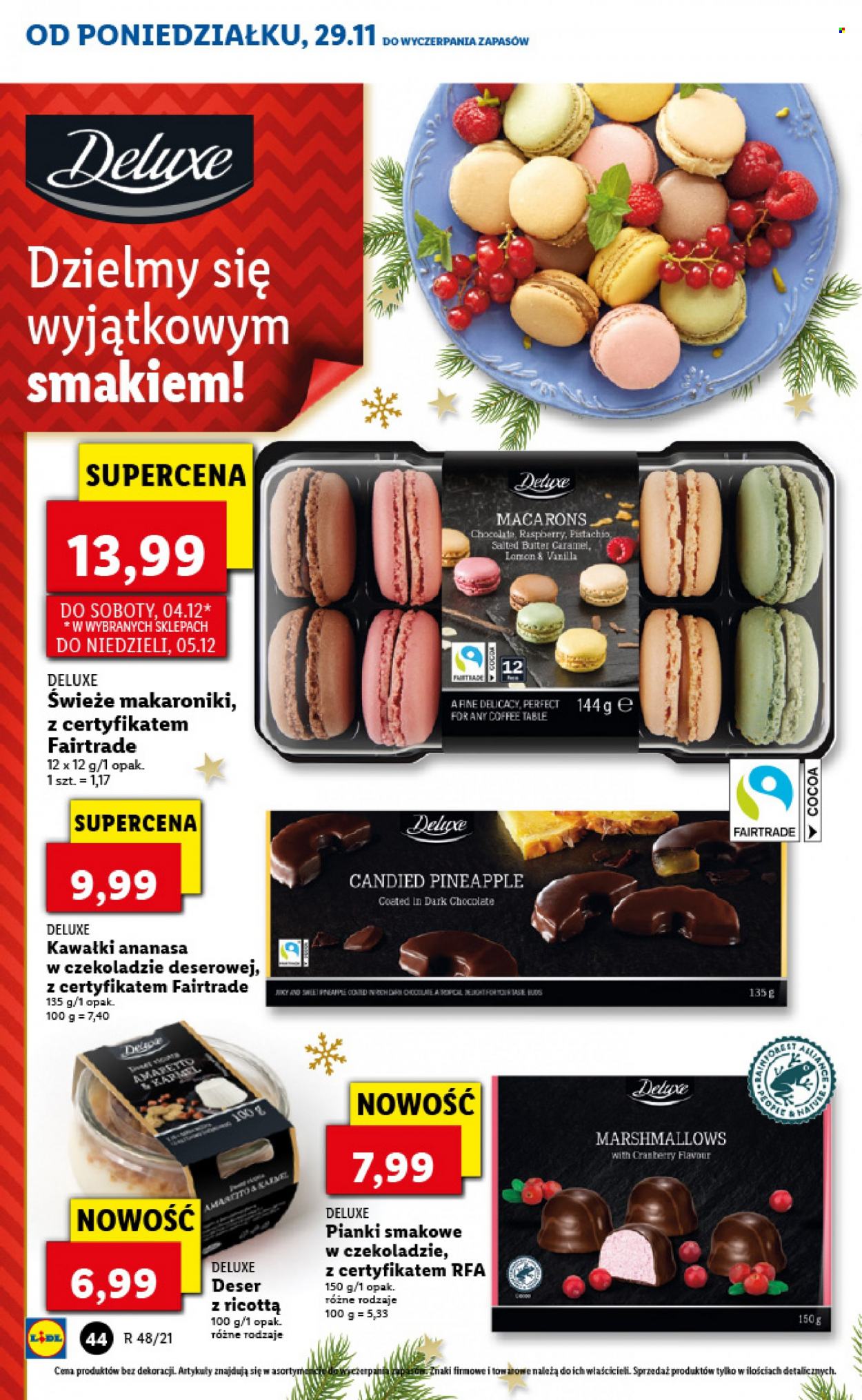 Gazetka Lidl - 29.11.2021 - 1.12.2021 - Produkty w akcji - deser, makaroniki, marshmallows. Strona 44.