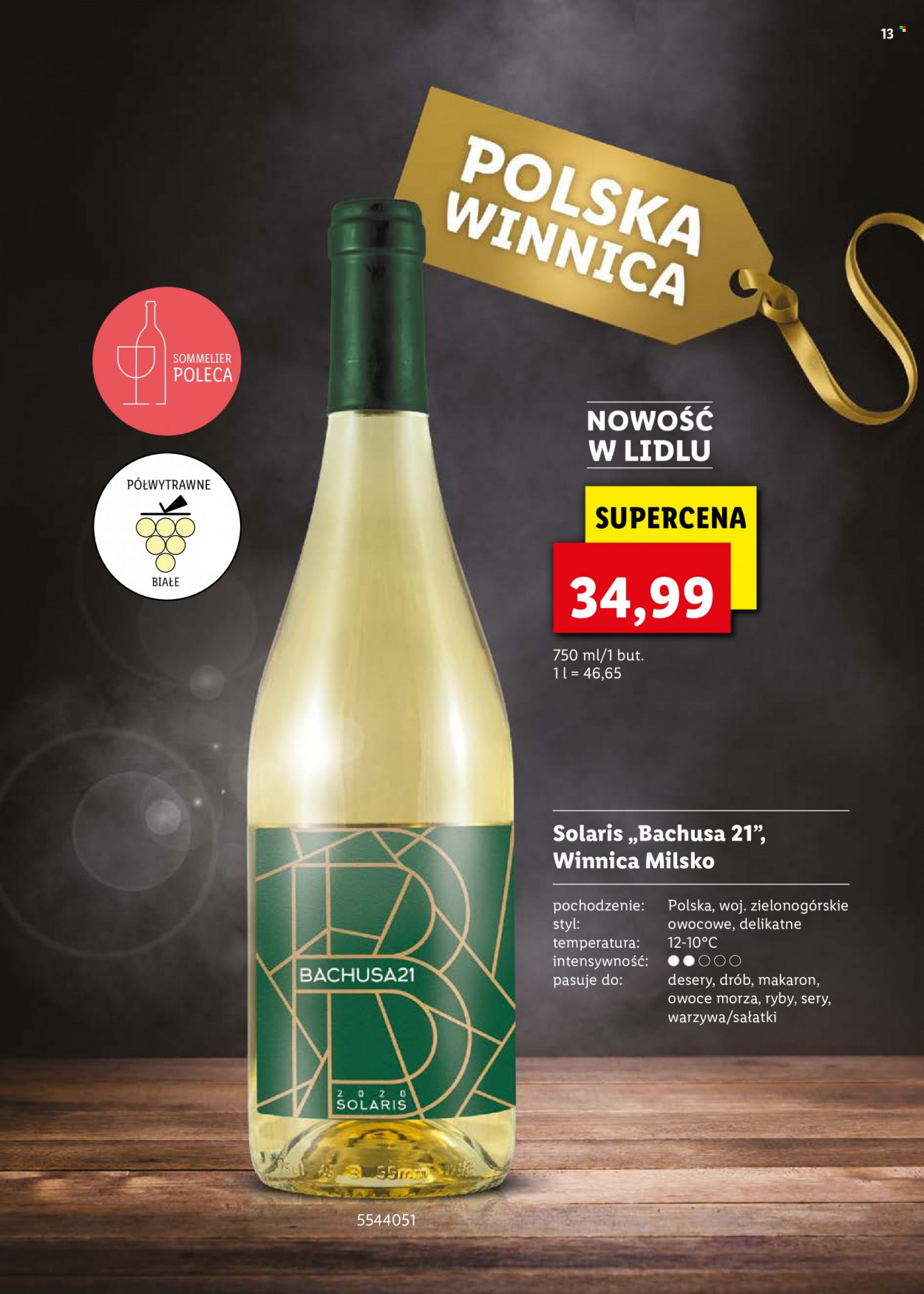 Gazetka Lidl - 29.12.2021 - 2.01.2022 - Produkty w akcji - alkohole, Solaris, wino, wino białe. Strona 13.