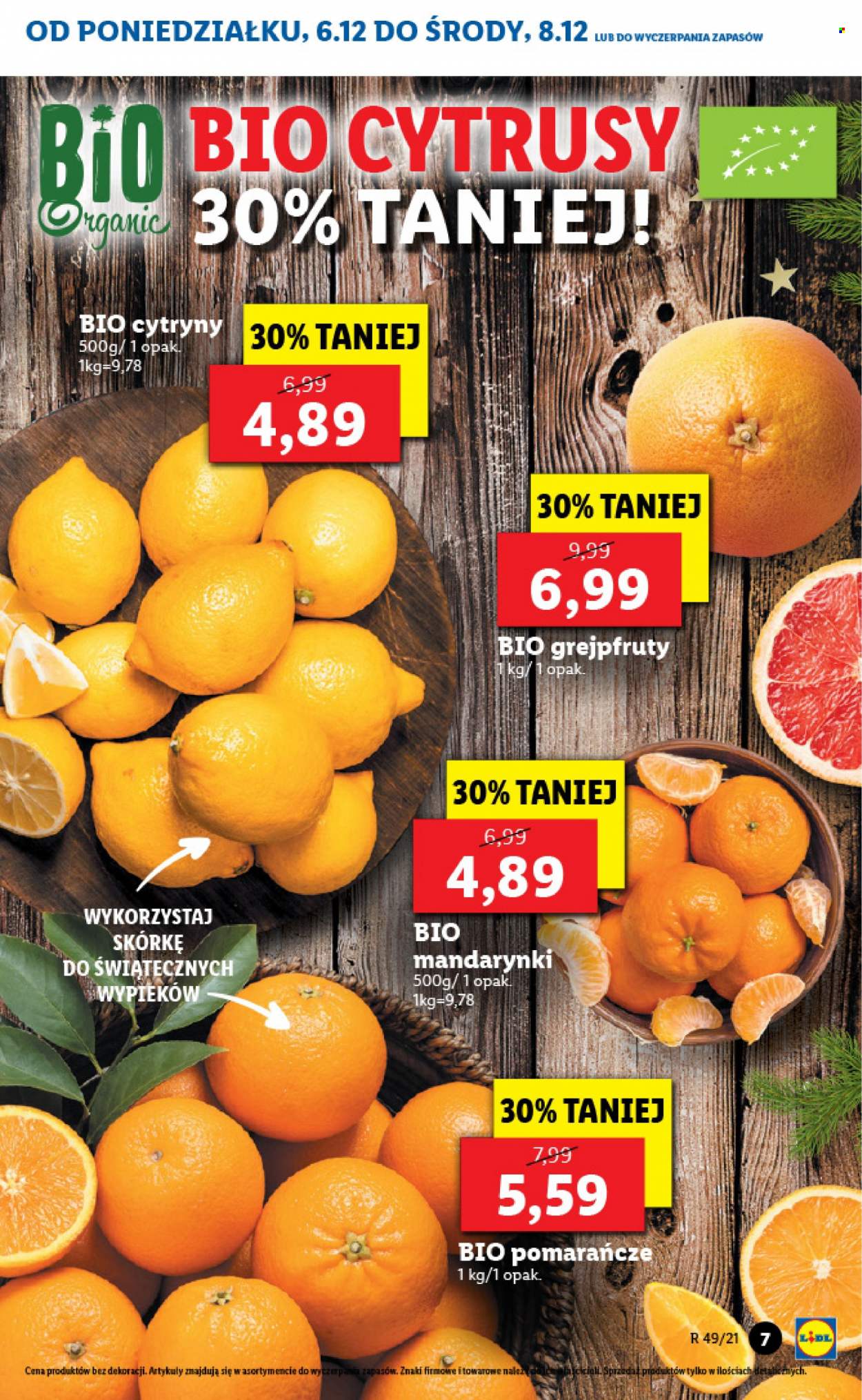 Gazetka Lidl - 6.12.2021 - 8.12.2021 - Produkty w akcji - cytryny, grejpfrut, pomarańcze, mandarynki. Strona 7.