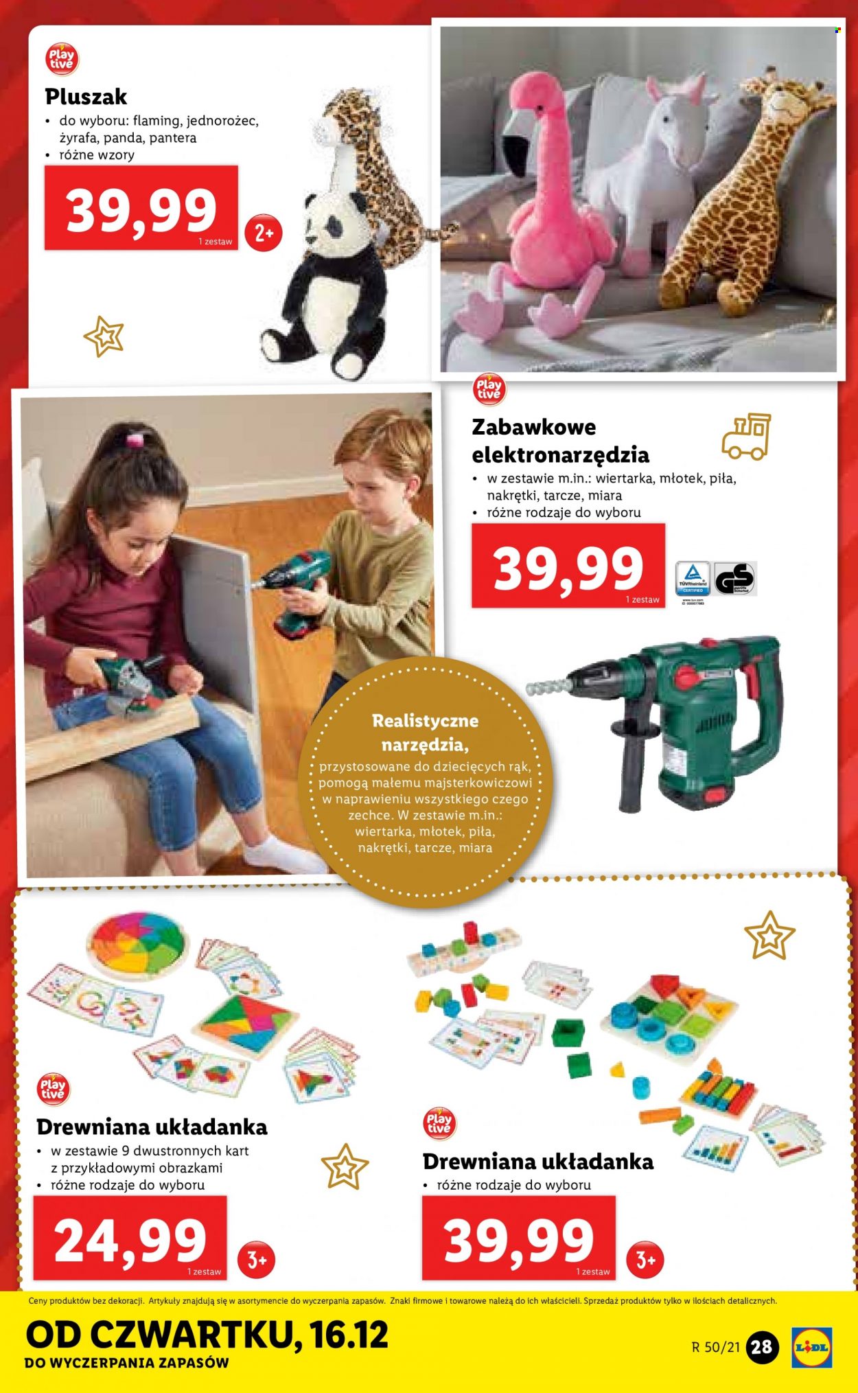 Gazetka Lidl - 13.12.2021 - 19.12.2021 - Produkty w akcji - panda, pluszak, warsztat dla dzieci, układanka, zabawki drewniane. Strona 27.
