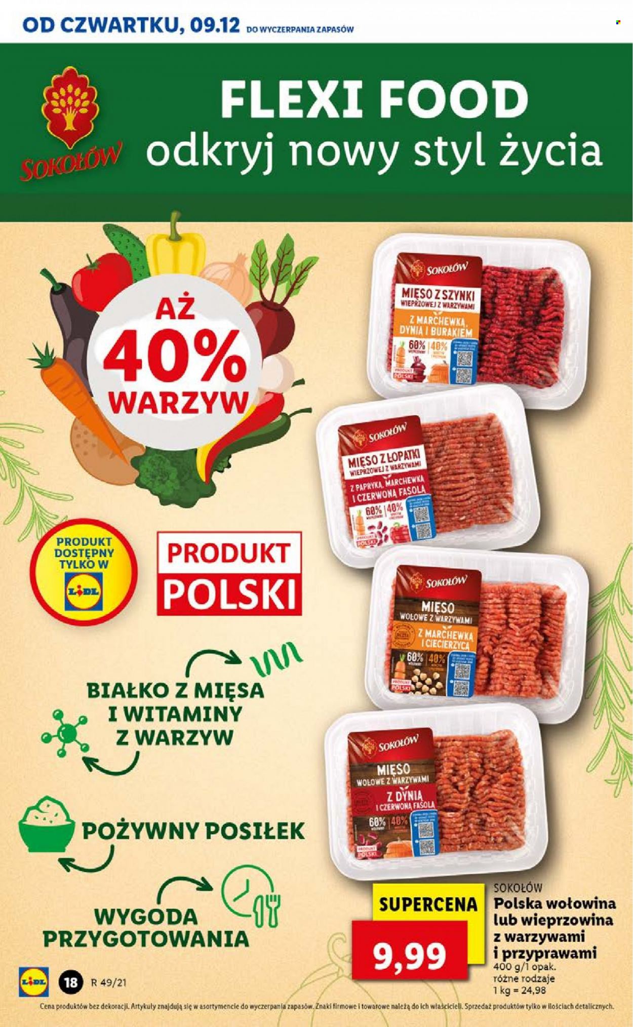 Gazetka Lidl - 9.12.2021 - 12.12.2021 - Produkty w akcji - fasola, Sokołów, mięso wołowe, mięso wieprzowe, ciecierzyca. Strona 18.