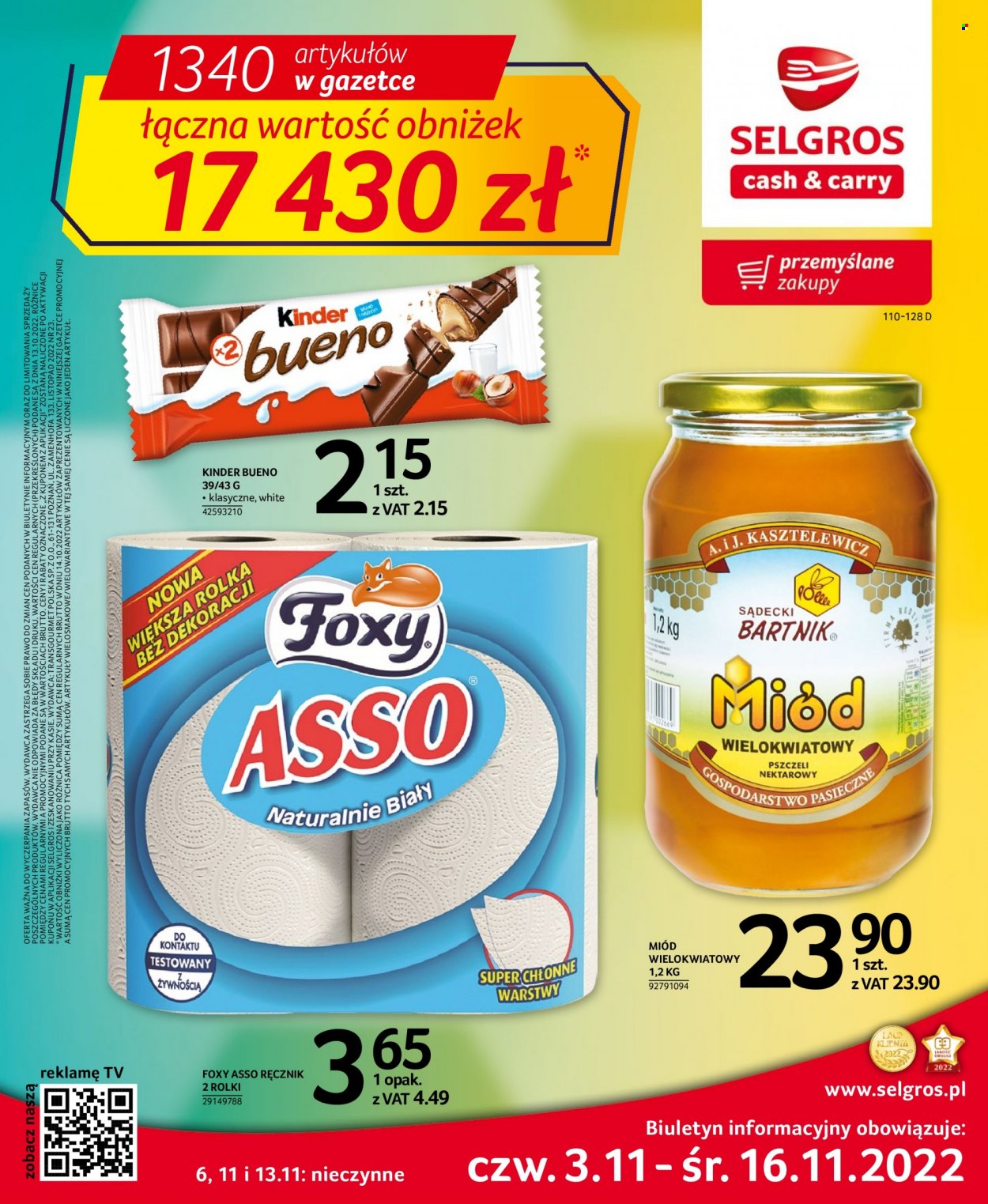 Gazetka Selgros - 3.11.2022 - 16.11.2022. Strona 1