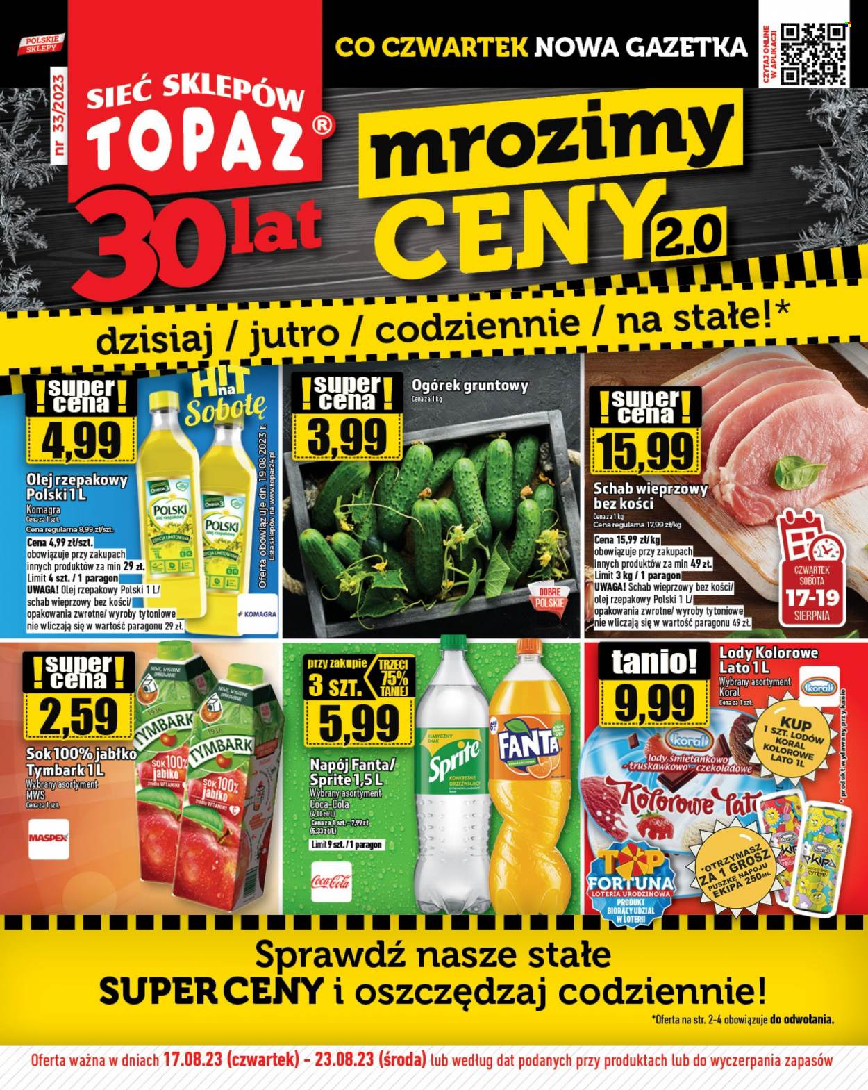 Gazetka Topaz - 17.08.2023 - 23.08.2023. Strona 1