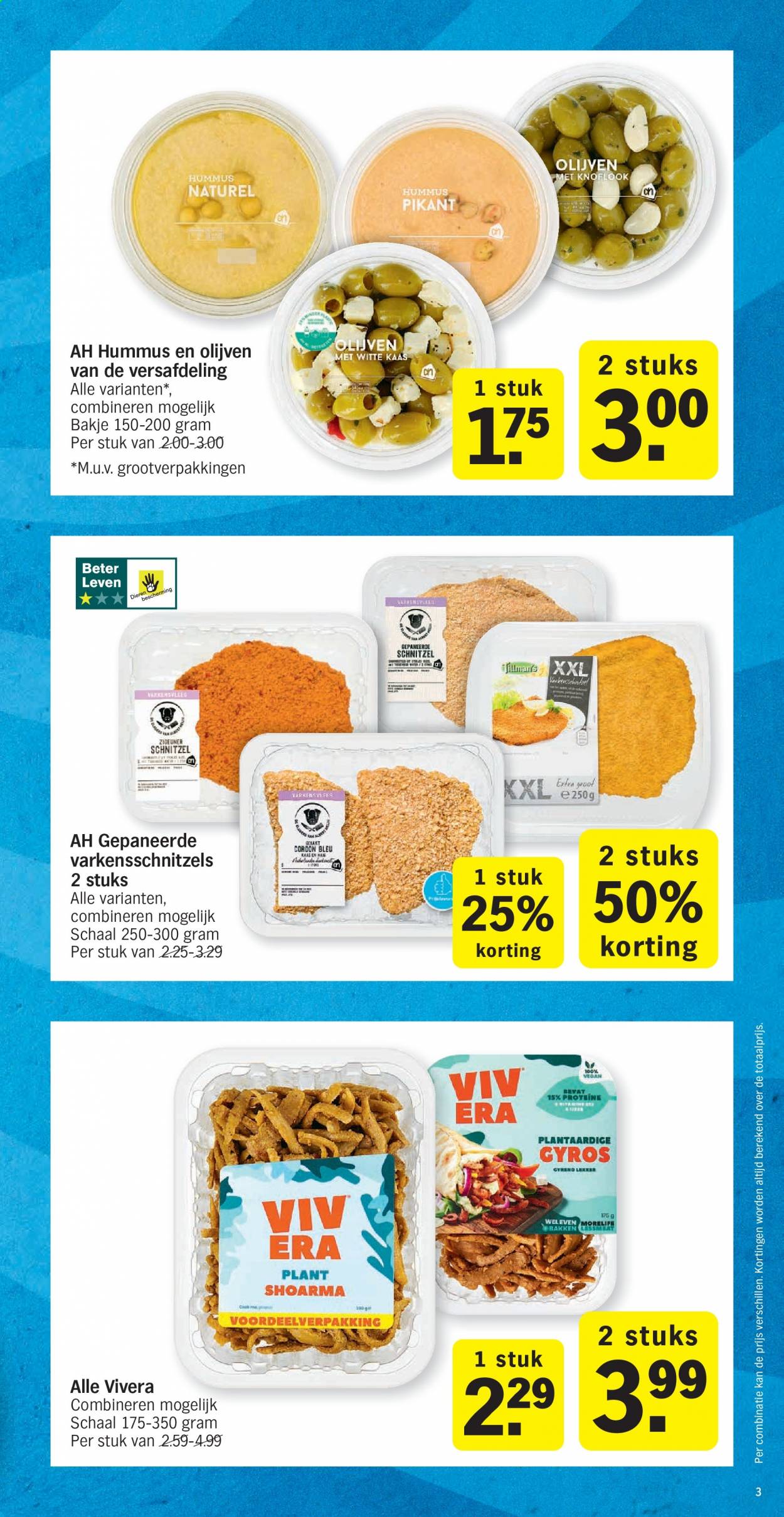 thumbnail - Albert Heijn-aanbieding - 05/07/2021 - 11/07/2021 -  producten in de aanbieding - hummus, kaas, knoflook, shoarma, olijven, Cordon Bleu. Pagina 3.