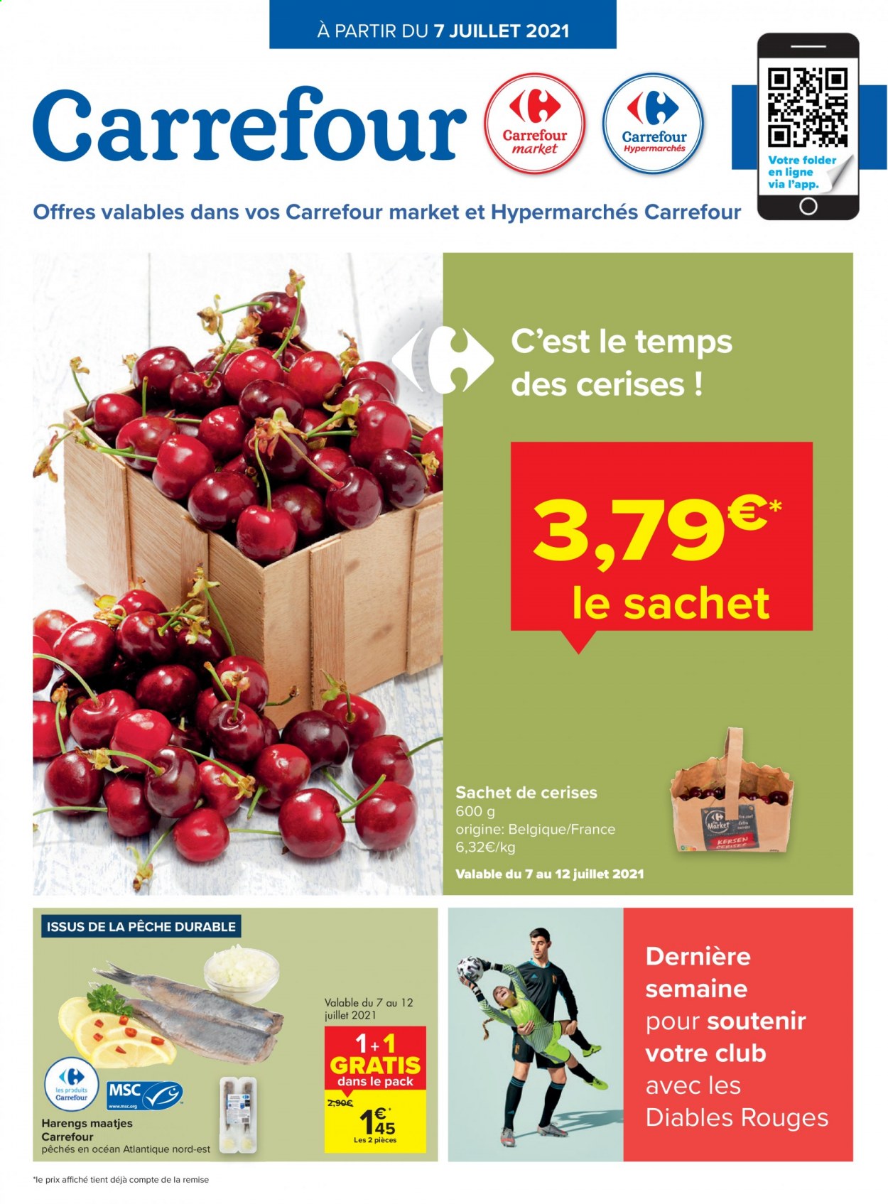 thumbnail - Carrefour-aanbieding - 07/07/2021 - 19/07/2021 -  producten in de aanbieding - kersen. Pagina 1.