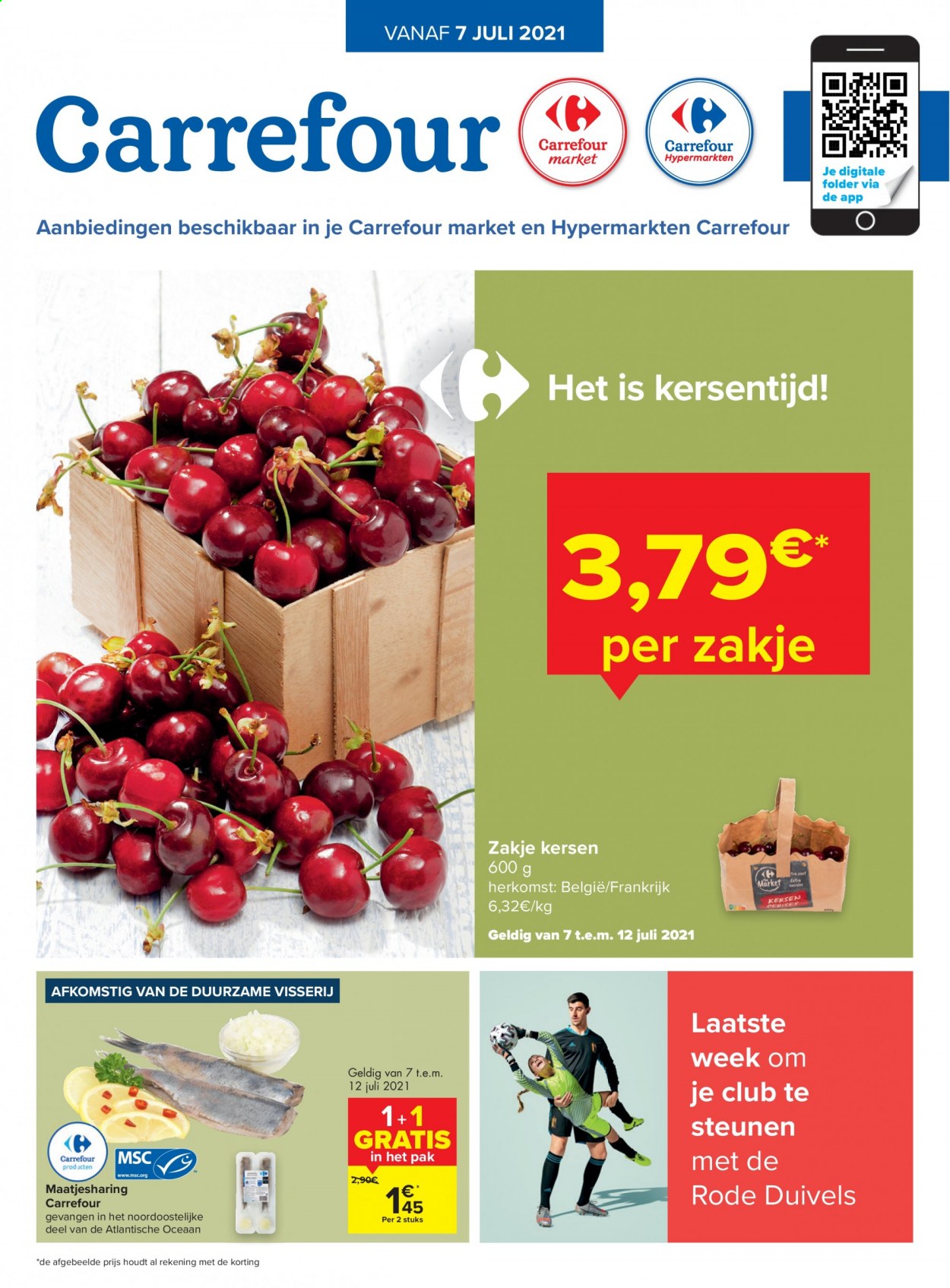 thumbnail - Carrefour-aanbieding - 07/07/2021 - 19/07/2021 -  producten in de aanbieding - kersen. Pagina 1.