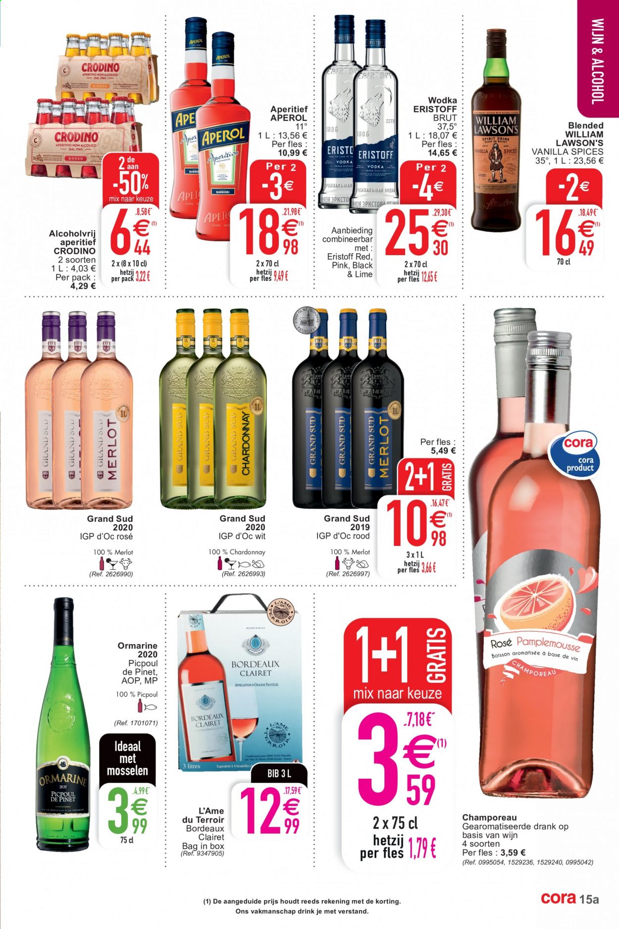 thumbnail - Cora-aanbieding - 13/07/2021 - 19/07/2021 -  producten in de aanbieding - Chardonnay, Merlot, wijn, Aperol. Pagina 15.