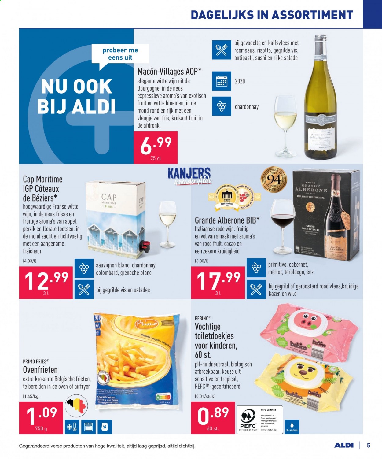 thumbnail - ALDI-aanbieding - 26/07/2021 - 31/07/2021 -  producten in de aanbieding - antipasti, appels, Chardonnay, Merlot, rode wijn, witte wijn, perzik, wijn, risotto, Sauvignon Blanc, sushi. Pagina 5.