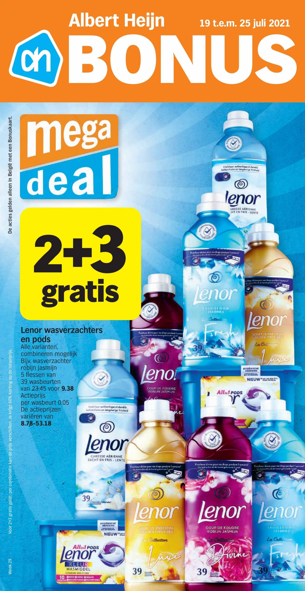 thumbnail - Albert Heijn-aanbieding - 19/07/2021 - 25/07/2021 -  producten in de aanbieding - wasmiddel, Lenor, Robijn. Pagina 1.