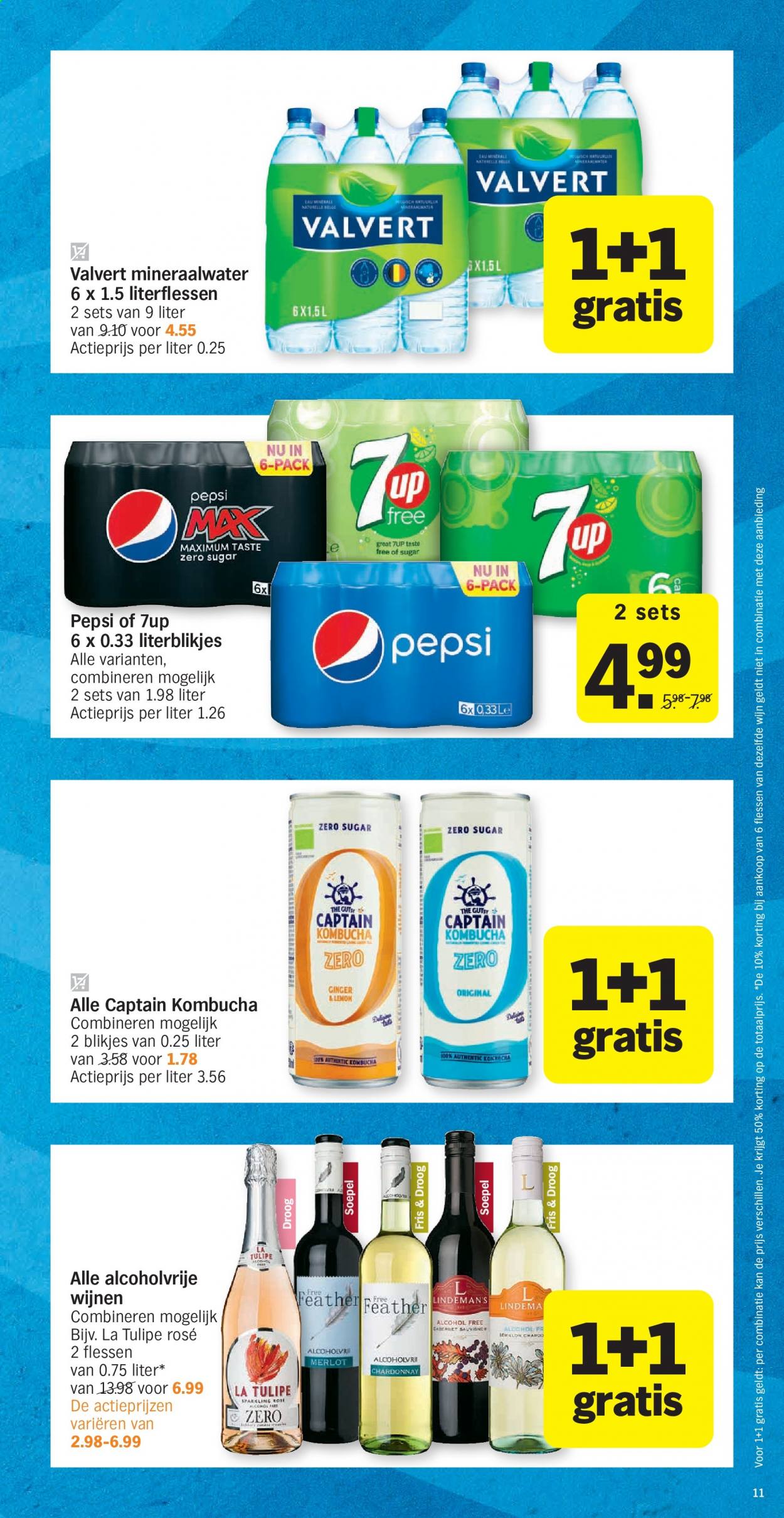 thumbnail - Albert Heijn-aanbieding - 19/07/2021 - 25/07/2021 -  producten in de aanbieding - mineraalwater, Pepsi, wijn. Pagina 11.