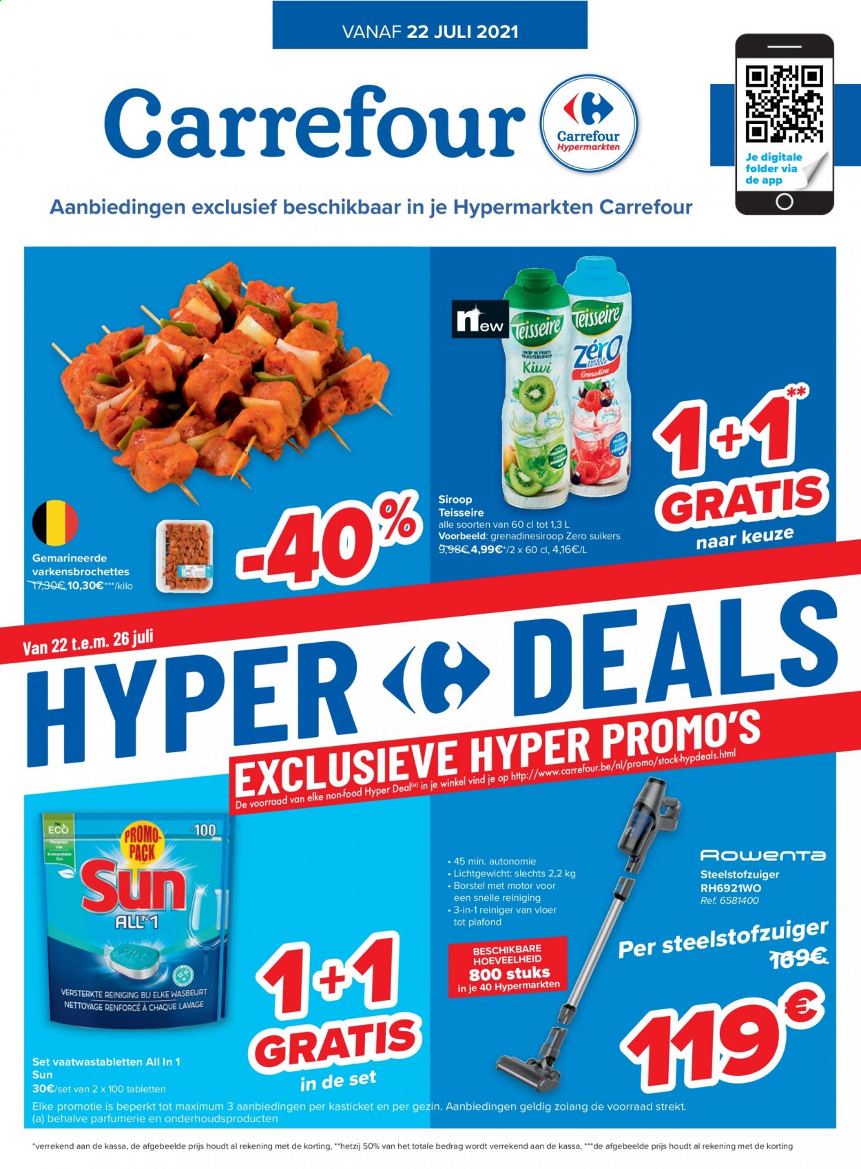 thumbnail - Carrefour hypermarkt-aanbieding - 22/07/2021 - 02/08/2021 -  producten in de aanbieding - vaatwastabletten, steelstofzuiger, Calvin Klein. Pagina 1.