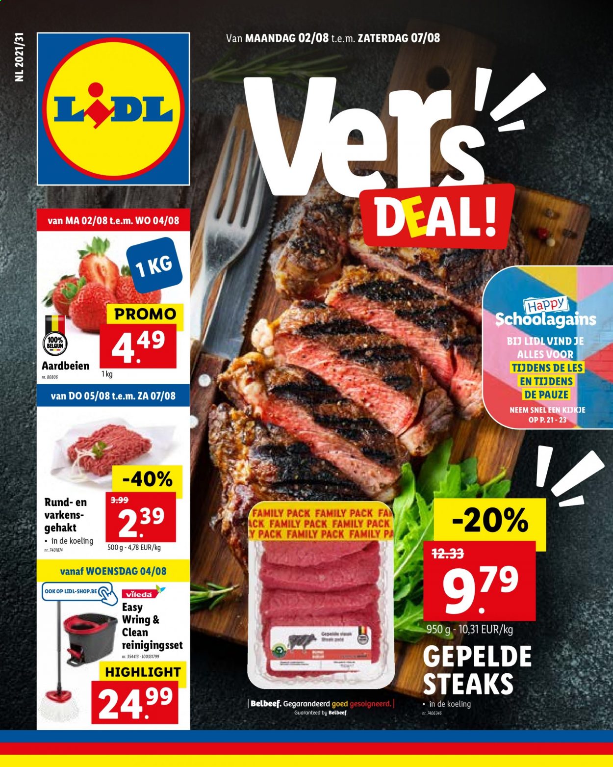 thumbnail - Lidl-aanbieding - 02/08/2021 - 07/08/2021 -  producten in de aanbieding - aardbeien, Vileda, steak. Pagina 1.