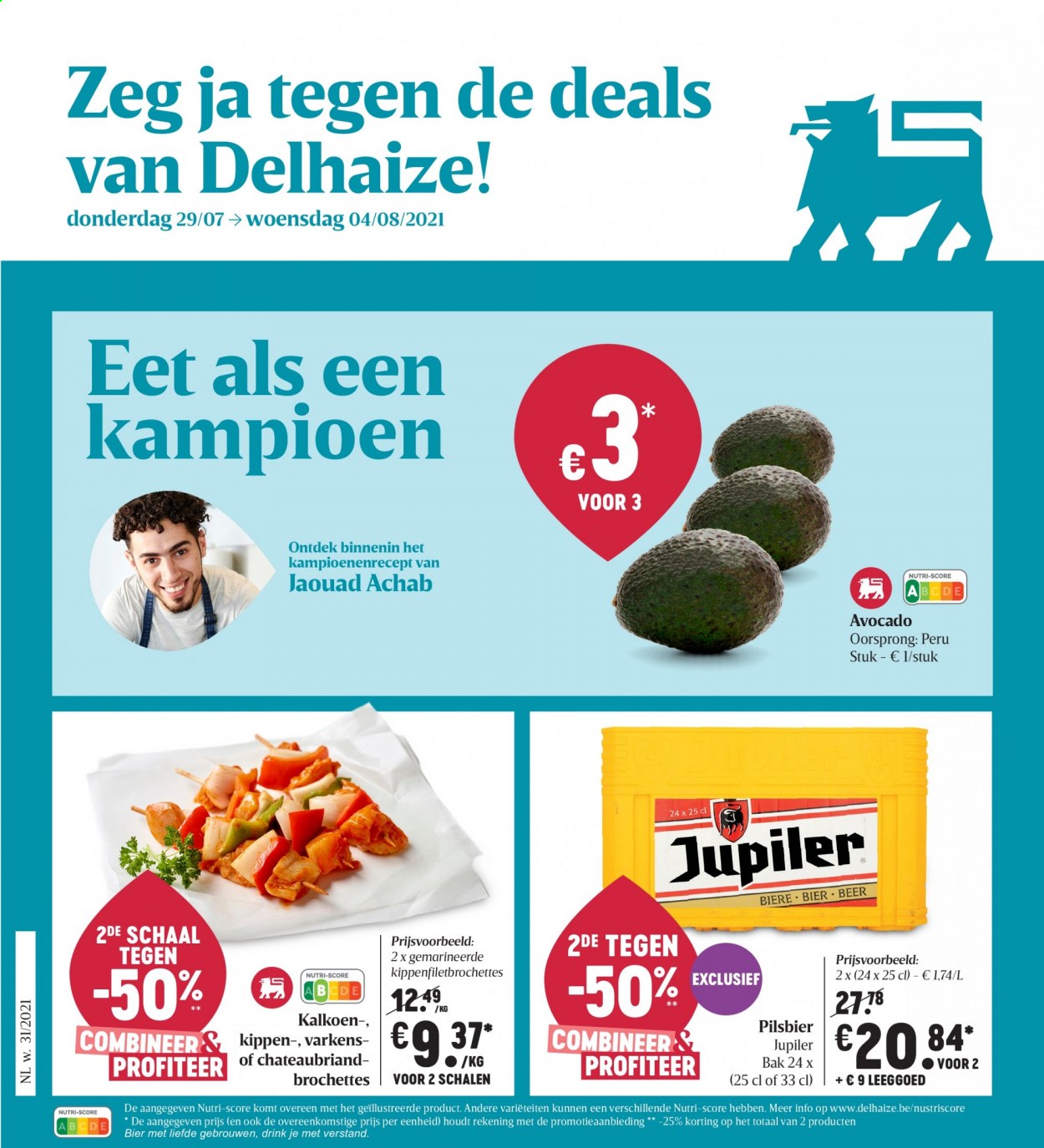 thumbnail - Delhaize-aanbieding - 29/07/2021 - 04/08/2021 -  producten in de aanbieding - avocado, Jupiler. Pagina 1.