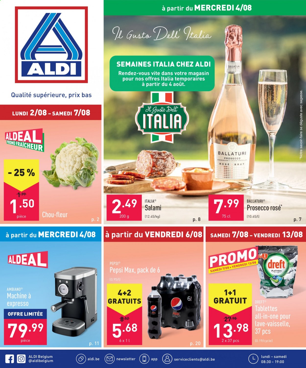 thumbnail - ALDI-aanbieding - 02/08/2021 - 07/08/2021 -  producten in de aanbieding - Pepsi, salami, prosecco. Pagina 1.