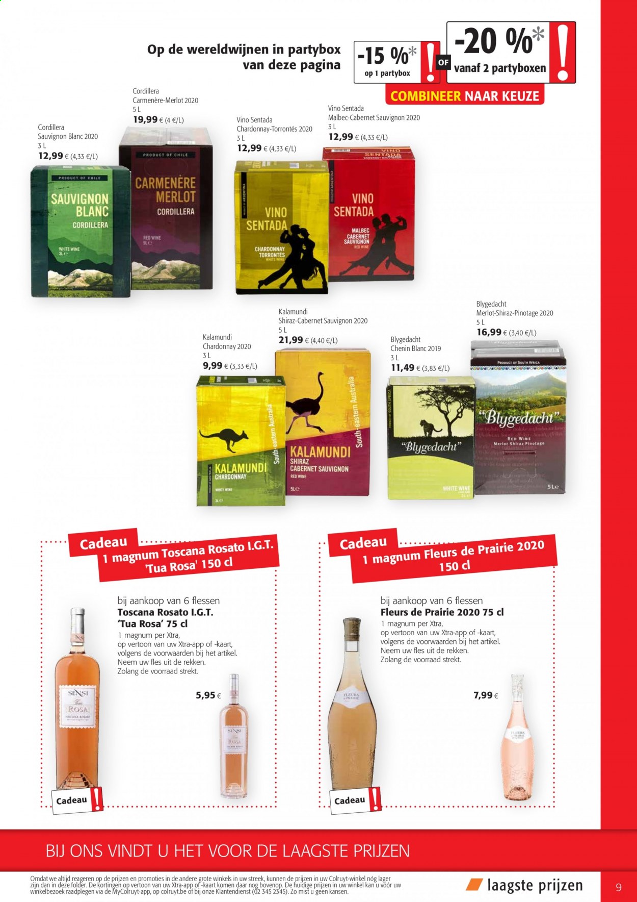 thumbnail - Colruyt-aanbieding - 28/07/2021 - 10/08/2021 -  producten in de aanbieding - Cabernet Sauvignon, Carmenère, Chardonnay, Magnum, Merlot, Sauvignon Blanc. Pagina 9.