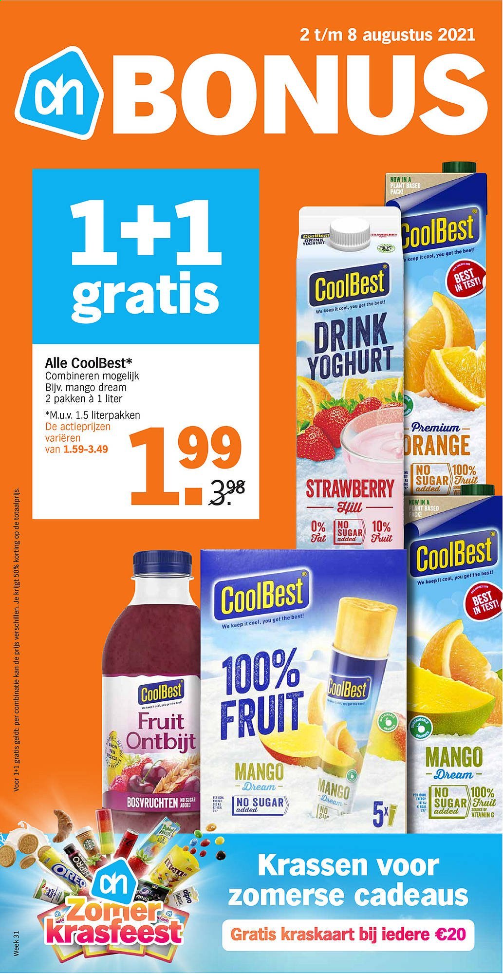thumbnail - Albert Heijn-aanbieding - 02/08/2021 - 08/08/2021 -  producten in de aanbieding - Oreo, yoghurt, mango. Pagina 1.