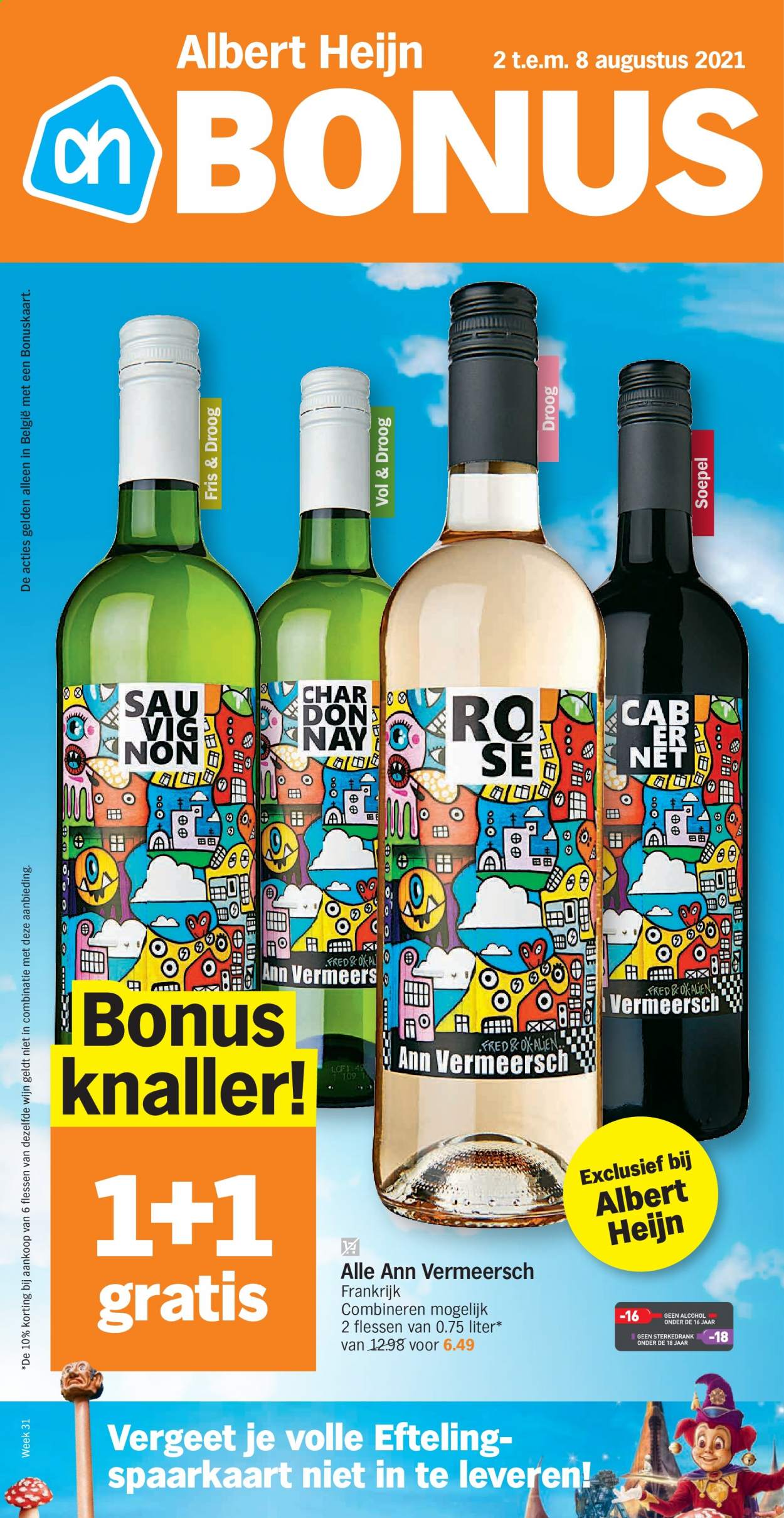 thumbnail - Albert Heijn-aanbieding - 02/08/2021 - 08/08/2021 -  producten in de aanbieding - wijn. Pagina 1.