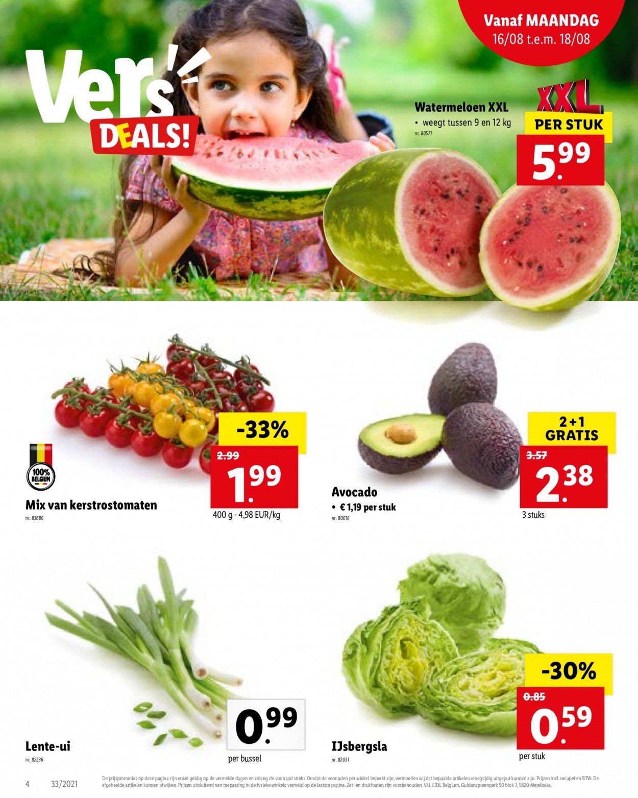 thumbnail - Lidl-aanbieding - 16/08/2021 - 21/08/2021 -  producten in de aanbieding - avocado, ijsbergsla, uien, watermeloen. Pagina 4.