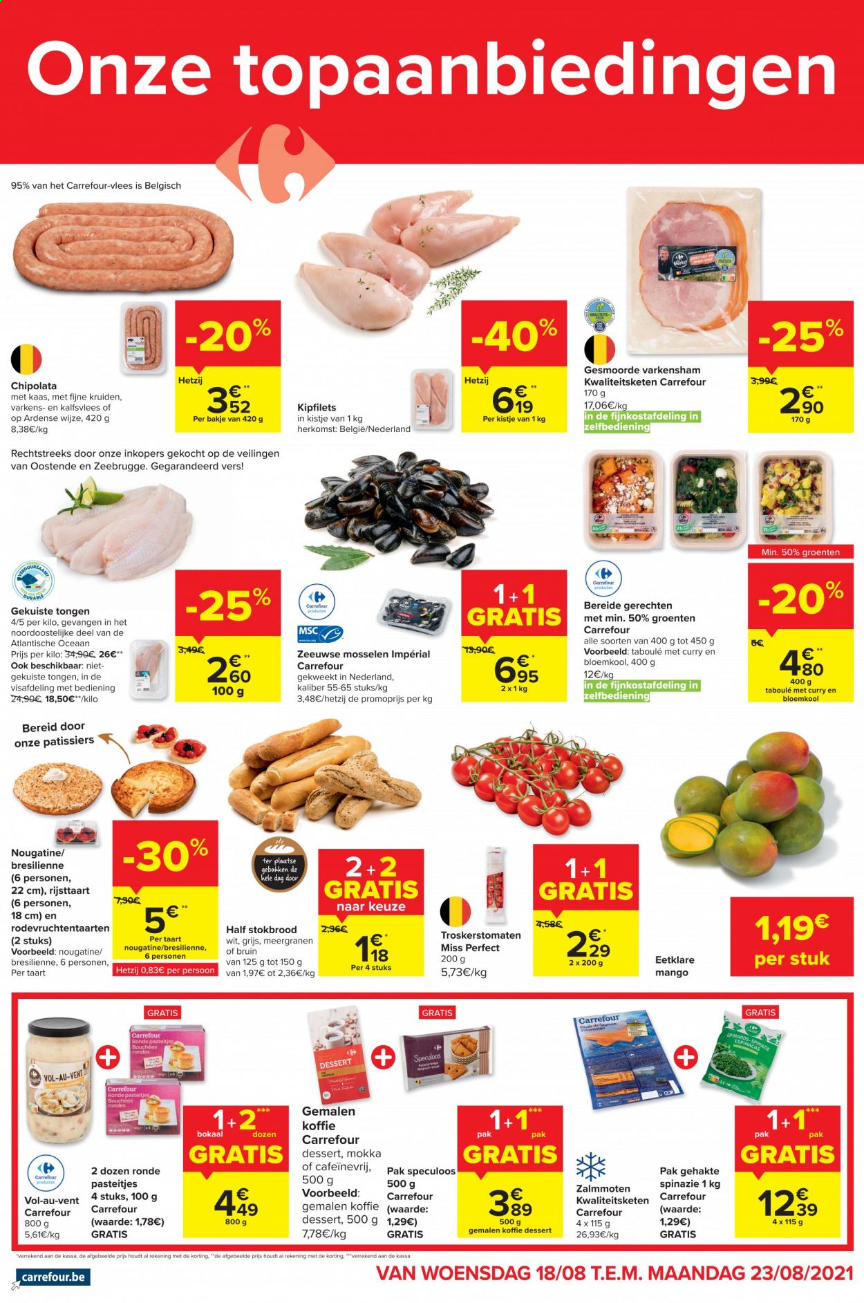 thumbnail - Catalogue Carrefour market - 18/08/2021 - 23/08/2021 - Produits soldés - dessert, chipolata, speculoos, curry. Page 1.