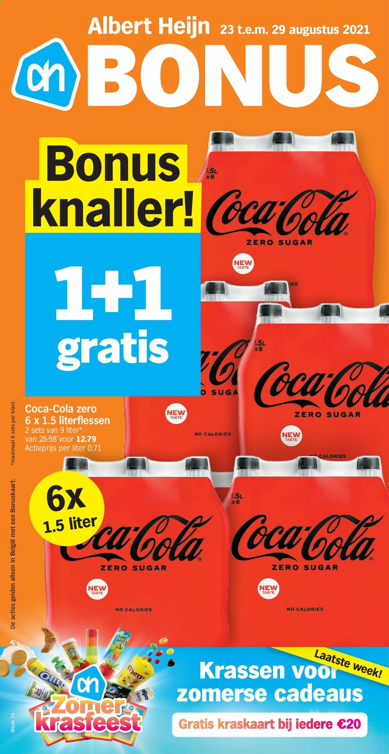 thumbnail - Albert Heijn-aanbieding - 23/08/2021 - 29/08/2021 -  producten in de aanbieding - Oreo, Coca-Cola, Ariel. Pagina 1.