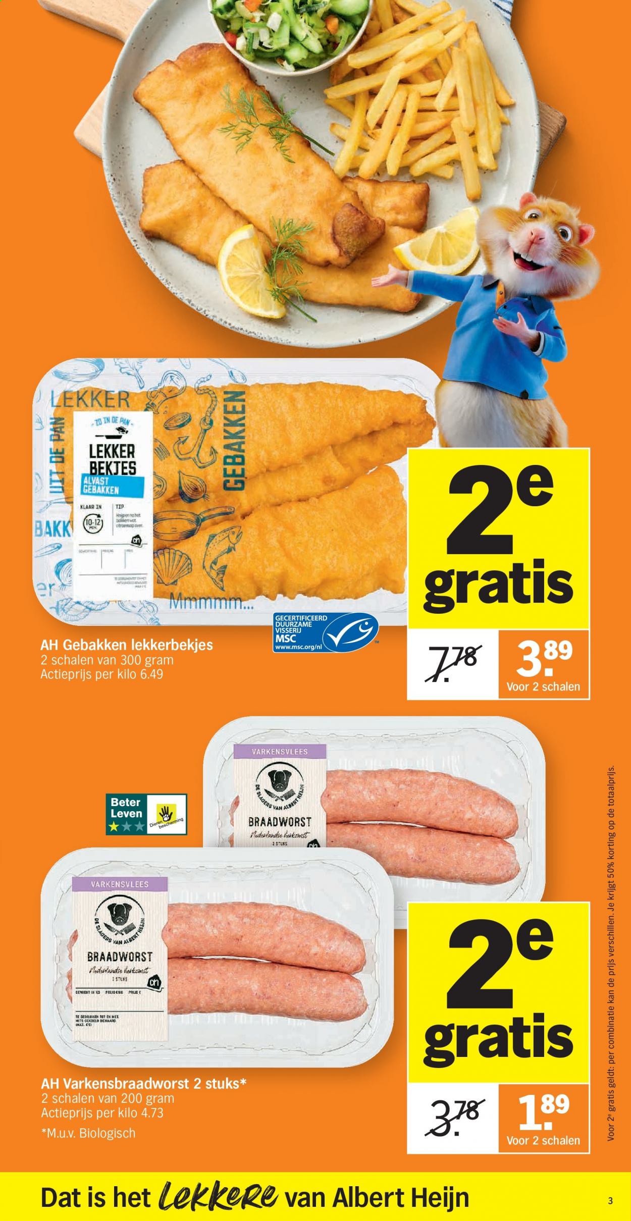 thumbnail - Albert Heijn-aanbieding - 06/09/2021 - 12/09/2021 -  producten in de aanbieding - varkensvlees, braadworst. Pagina 3.