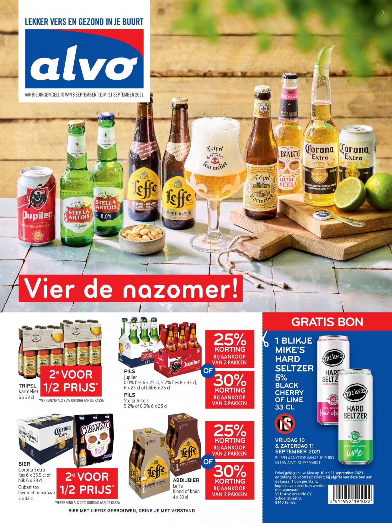 thumbnail - Alvo-aanbieding - 08/09/2021 - 21/09/2021 -  producten in de aanbieding - Stella Artois, Leffe, Jupiler, bier. Pagina 1.