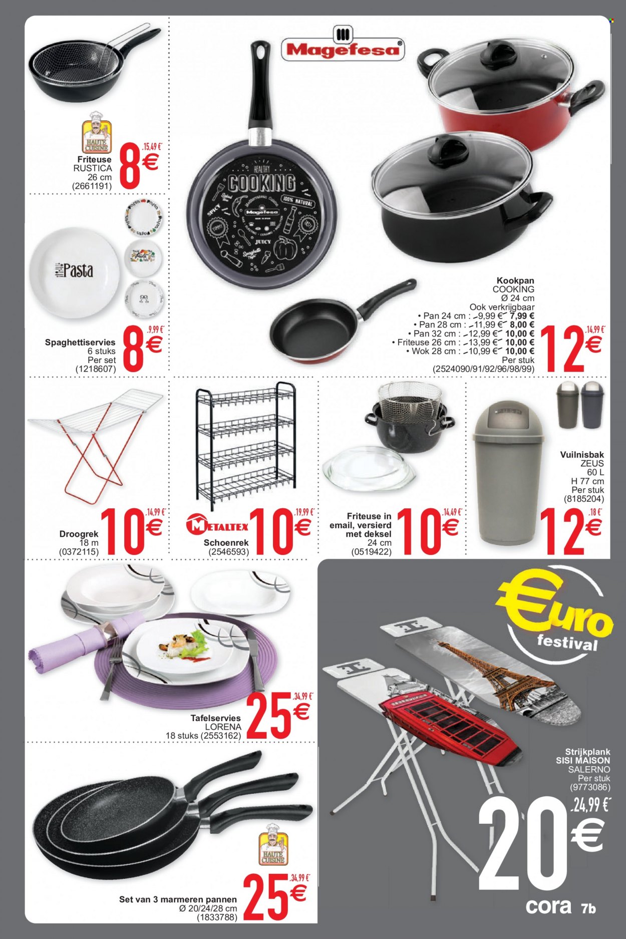thumbnail - Cora-aanbieding - 14/09/2021 - 27/09/2021 -  producten in de aanbieding - pasta, strijkplank, droogrek, pan, friteuse. Pagina 7.